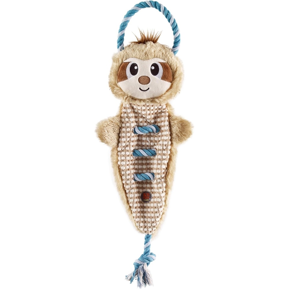 image:imageOutward Hound Ropiez Rope Interactive Dog Tug Toy for Tugging Squeaky Fun 236 Inch Mallard Green LargeRopiez Sloth