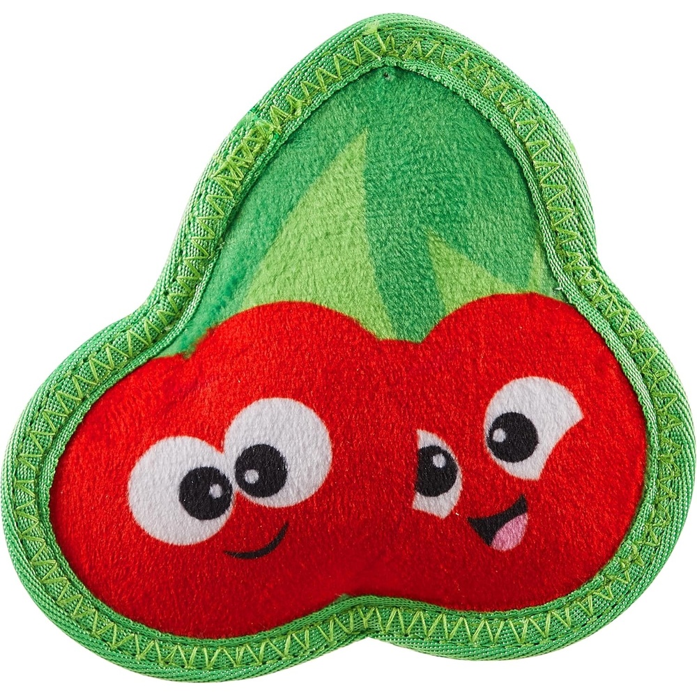 image:imageOutward Hound Tough Skinz Durable Squeaky Dog Toy with Two Tough Layers Strawberry Red MediumCherries