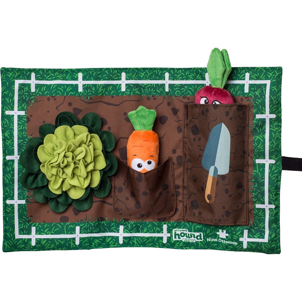 image:imageOutward Hound by Nina Ottosson Activity Matz Fast Food Fun Plush Dog Puzzle Mat Dog Enrichment Dog Toy Level 2 Intermediate MulticoloredActivity Matz Garden