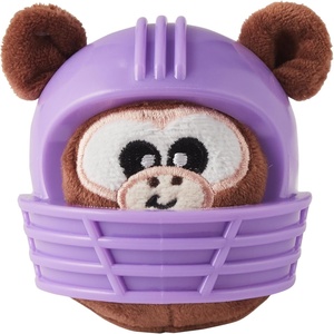 image:imageOutward Hound Helmet Headz Monkey Dog Toy Plush Squeaky Fetch Ball Durable Dog Toy for Active Play Multicolored Small