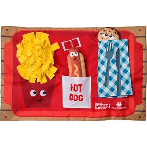 image:imageOutward Hound by Nina Ottosson Activity Matz Fast Food Fun Plush Dog Puzzle Mat Dog Enrichment Dog Toy Level 2 Intermediate MulticoloredActivity Matz Fast Food