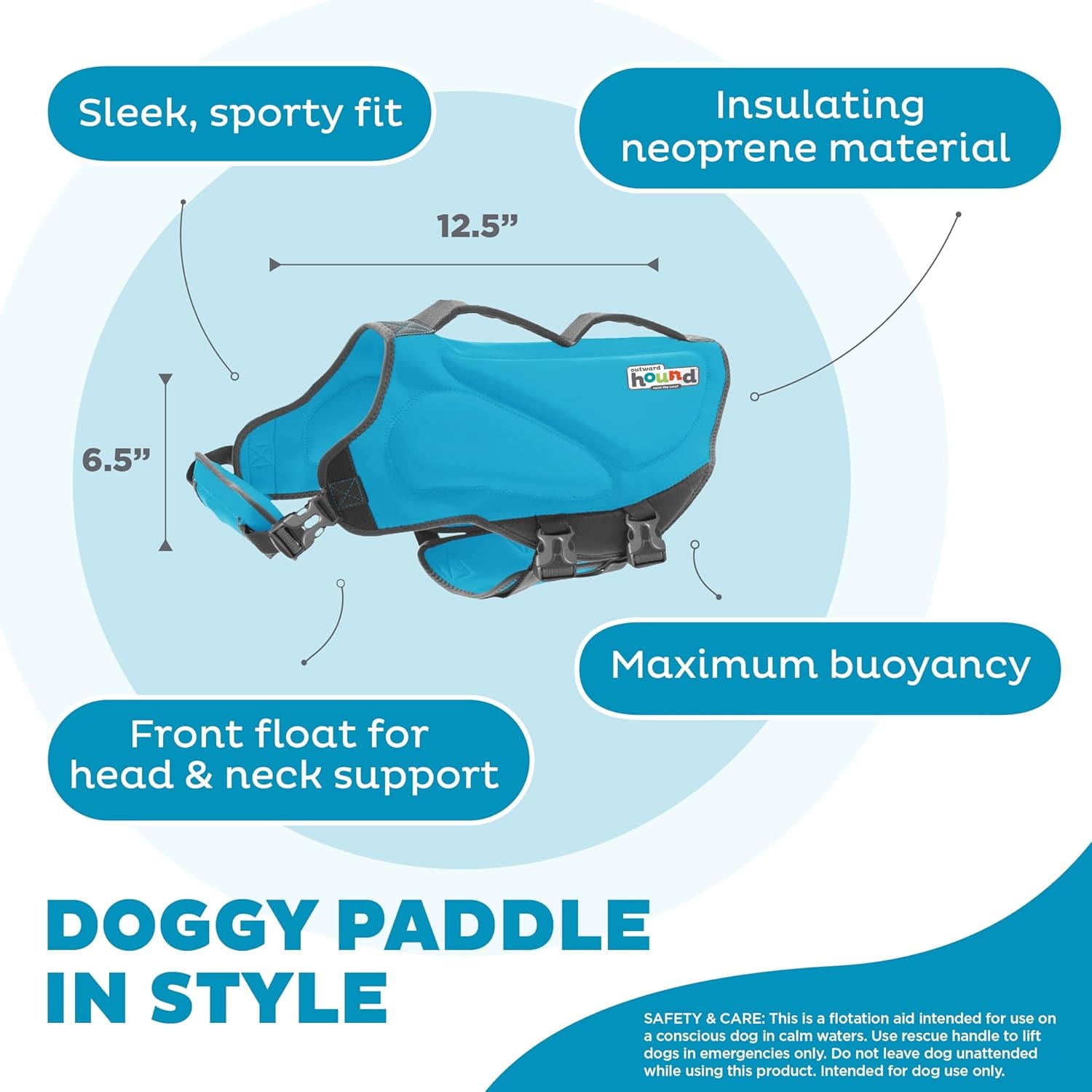image:imageOutward Hound Dawson Swim Dog Life Jacket HighPerformance Neoprene Dog Life Vest for Swimming Boating and Water Safety Medium BlueBlue