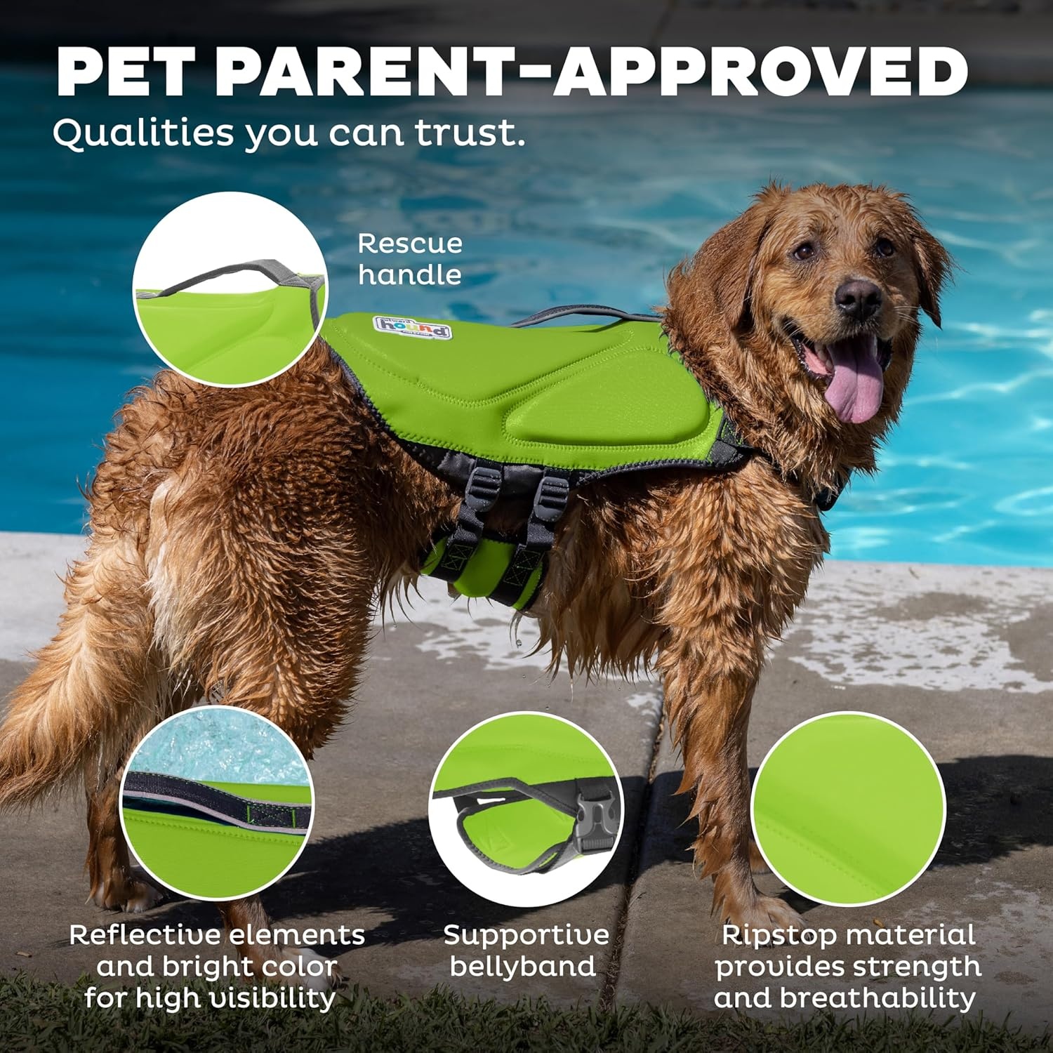 image:imageOutward Hound Dawson Swim Green Dog Life Jacket MediumGreen