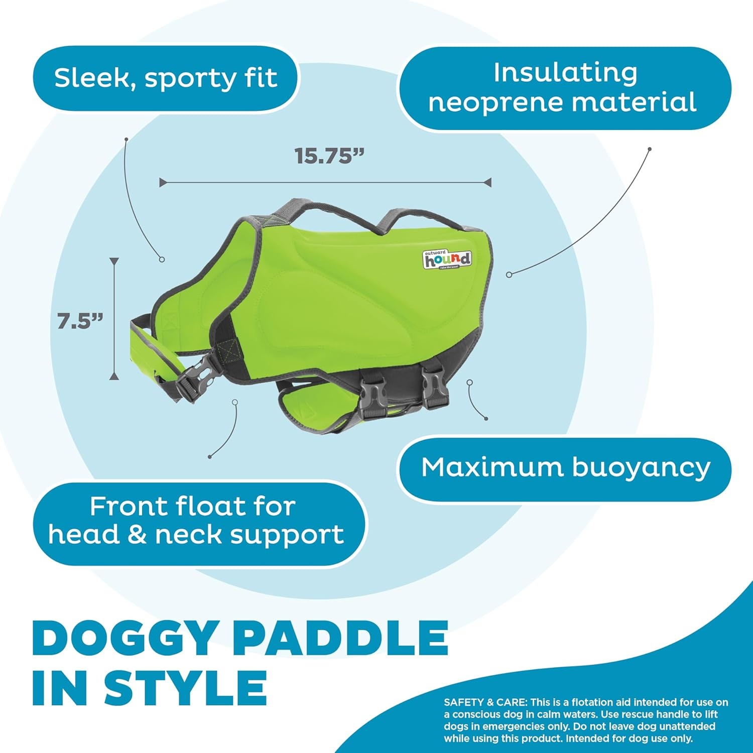 image:imageOutward Hound Dawson Swim Green Dog Life Jacket MediumGreen