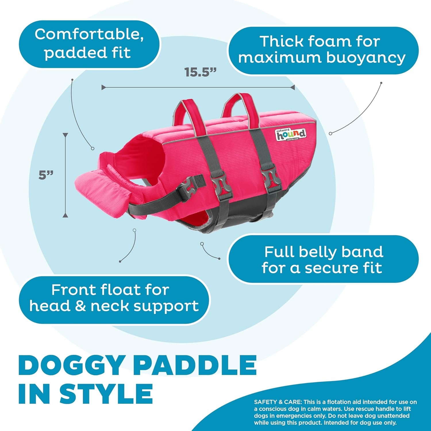 image:imageOutward Hound Dawson Swim Green Dog Life Jacket MediumPink