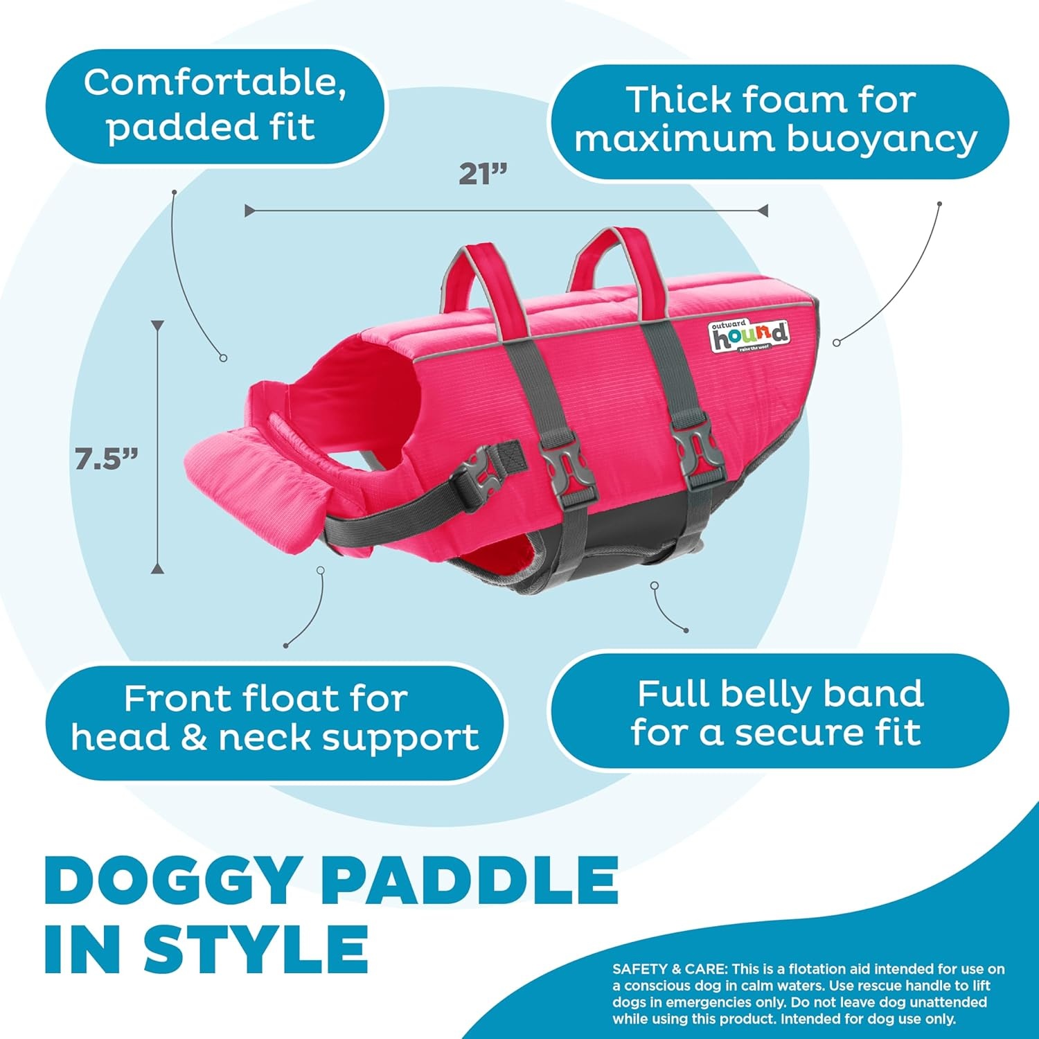 image:imageOutward Hound Dawson Swim Green Dog Life Jacket MediumPink