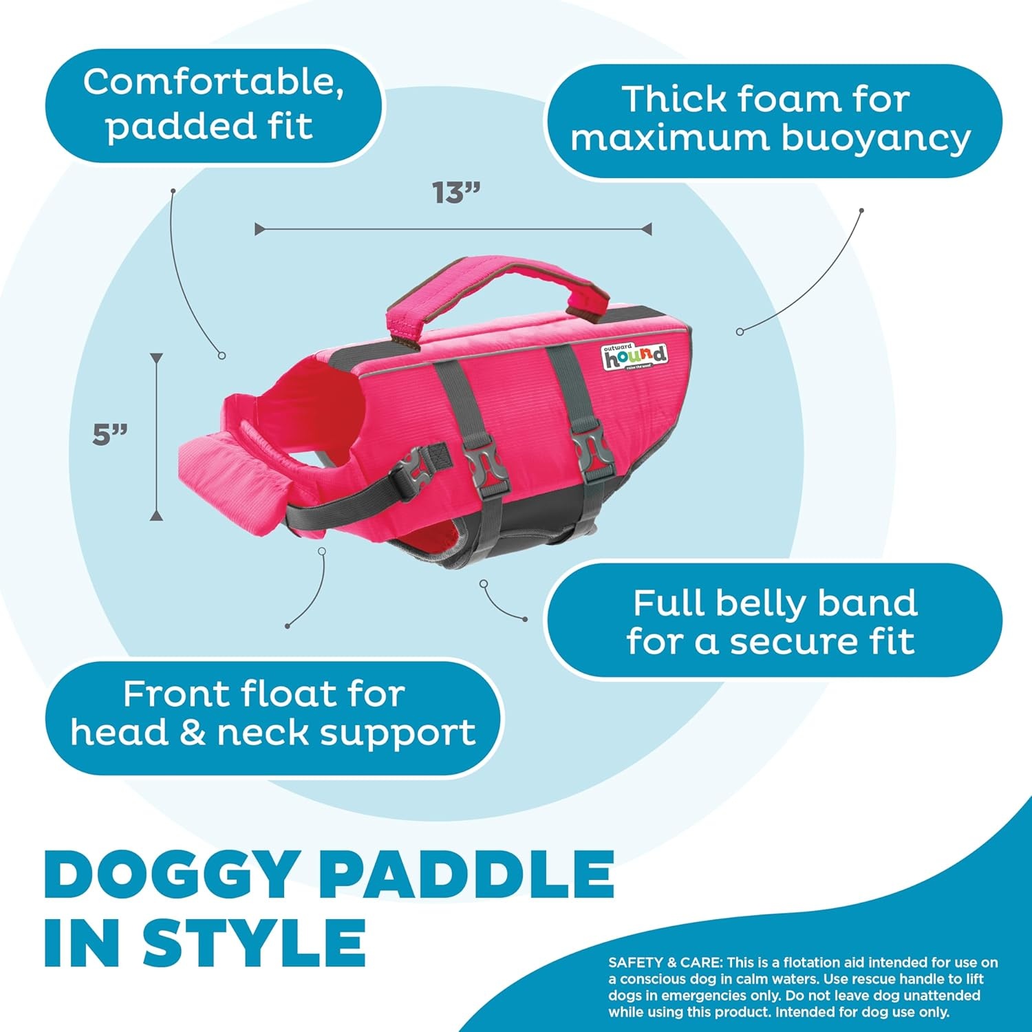 image:imageOutward Hound Dawson Swim Green Dog Life Jacket MediumPink