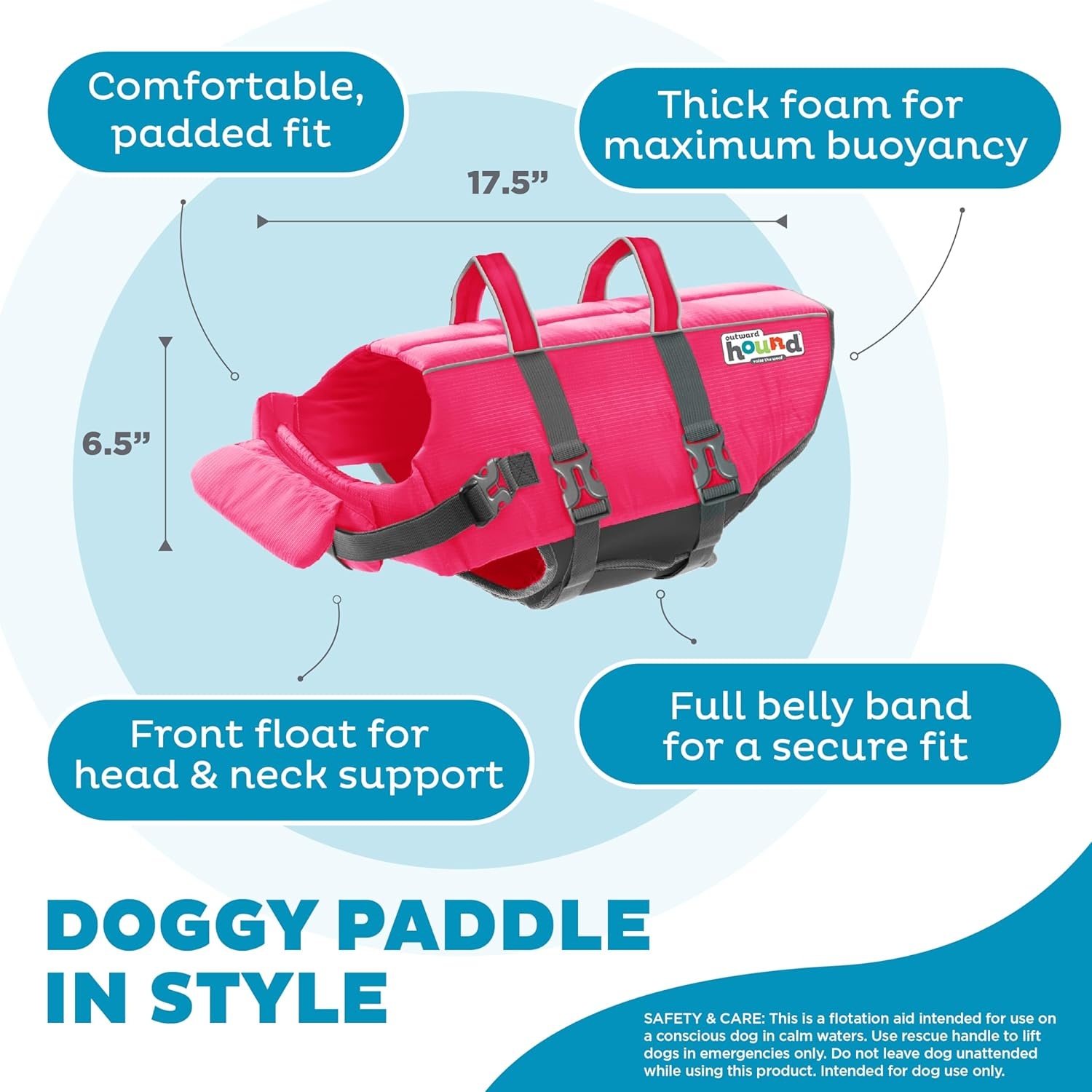 image:imageOutward Hound Dawson Swim Green Dog Life Jacket MediumPink