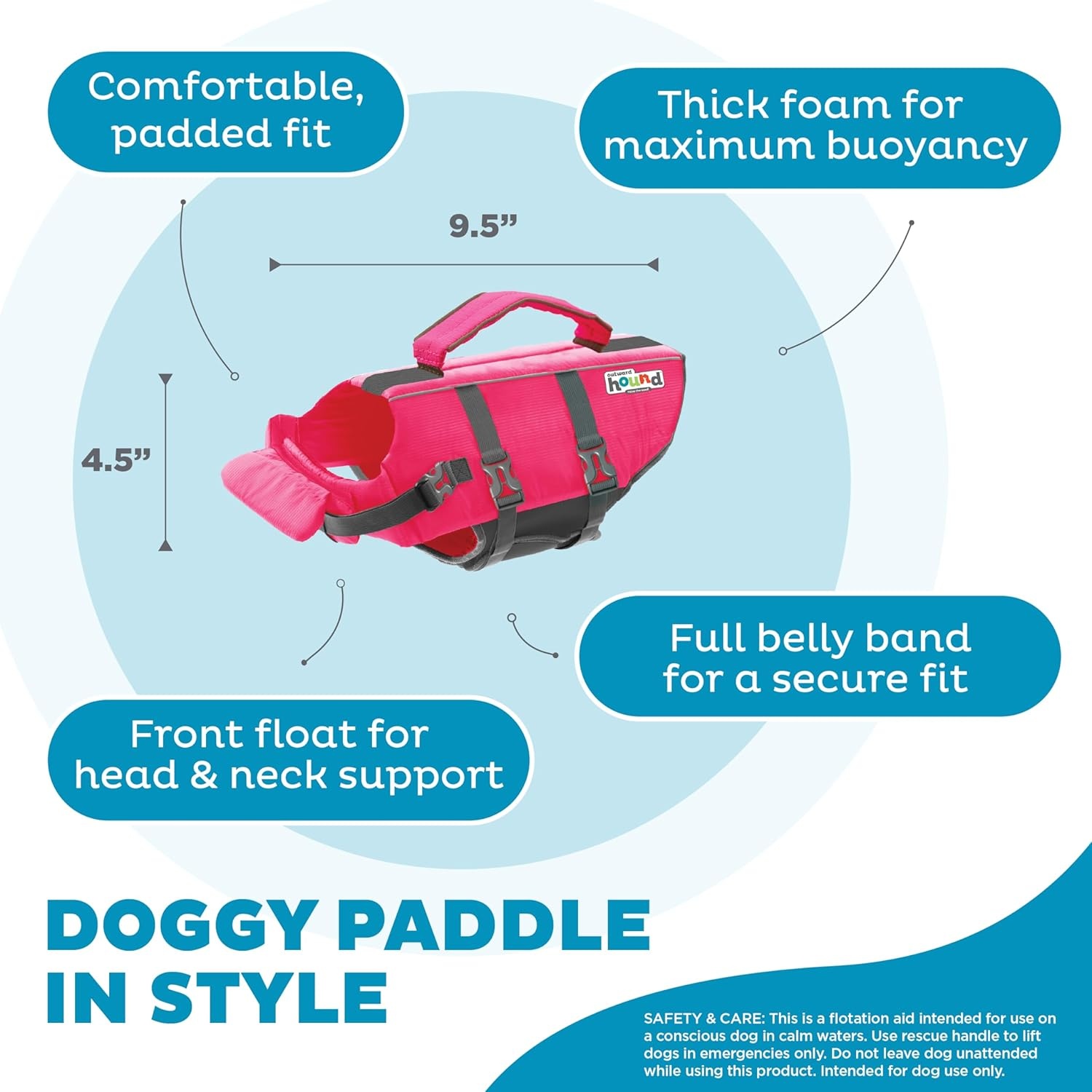 image:imageOutward Hound Dawson Swim Green Dog Life Jacket MediumPink