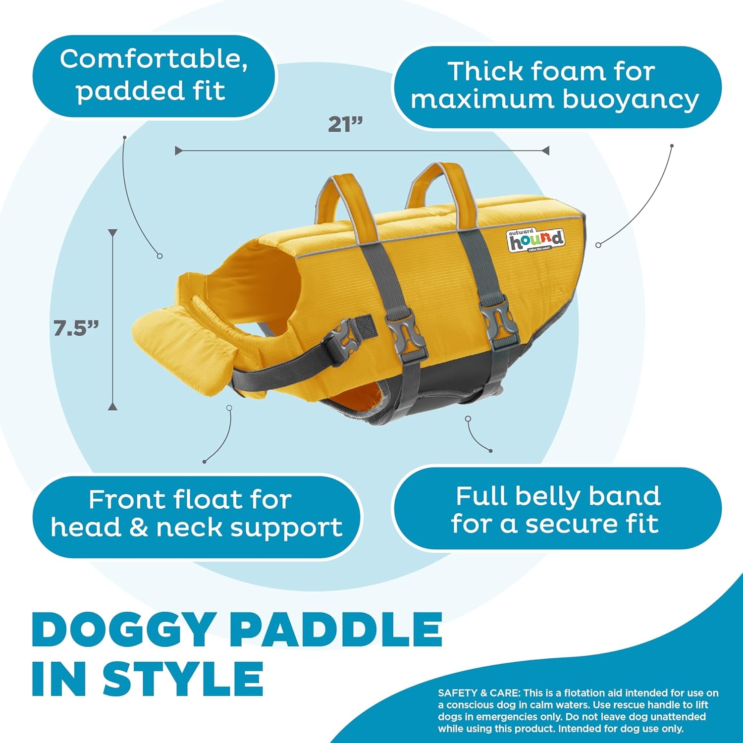 image:imageOutward Hound Dawson Swim Green Dog Life Jacket MediumYellow