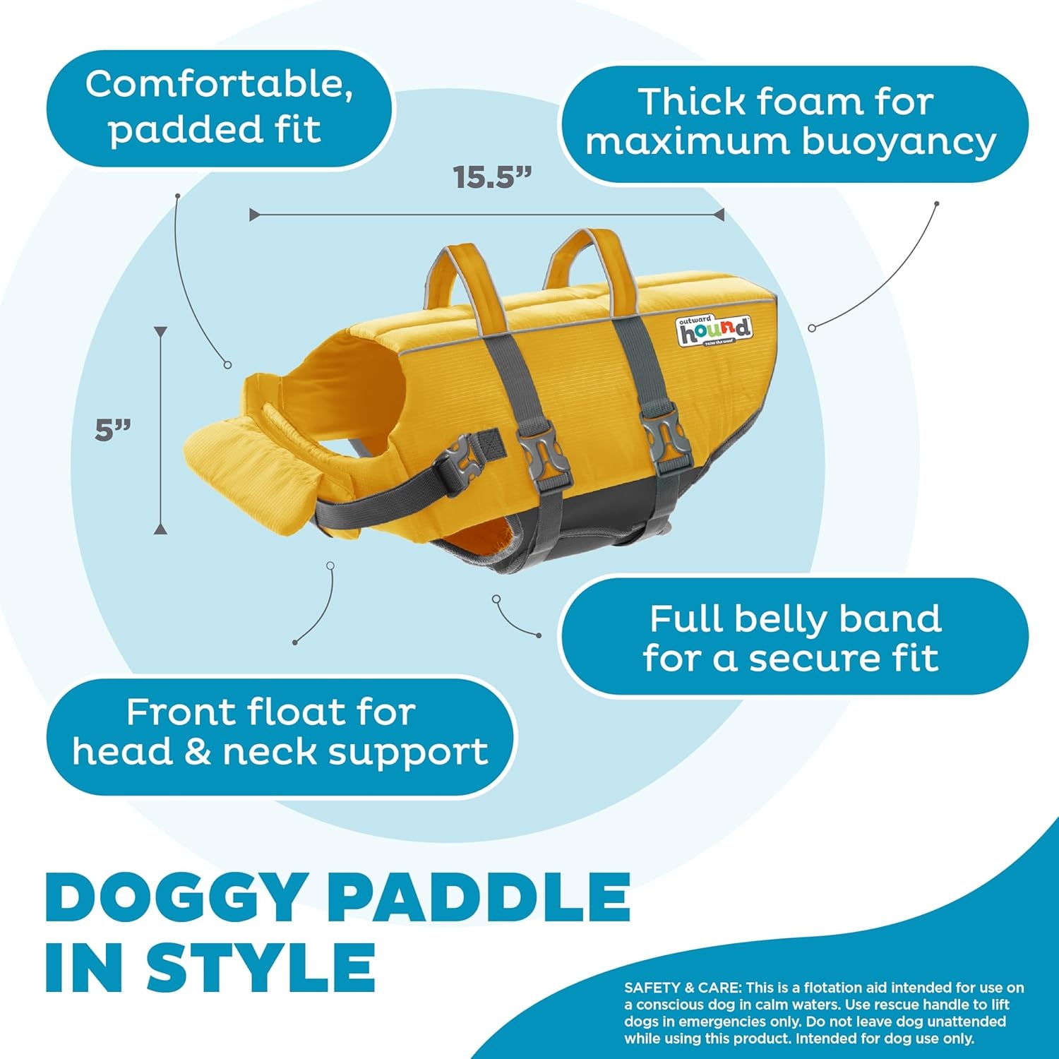 image:imageOutward Hound Dawson Swim Green Dog Life Jacket MediumYellow