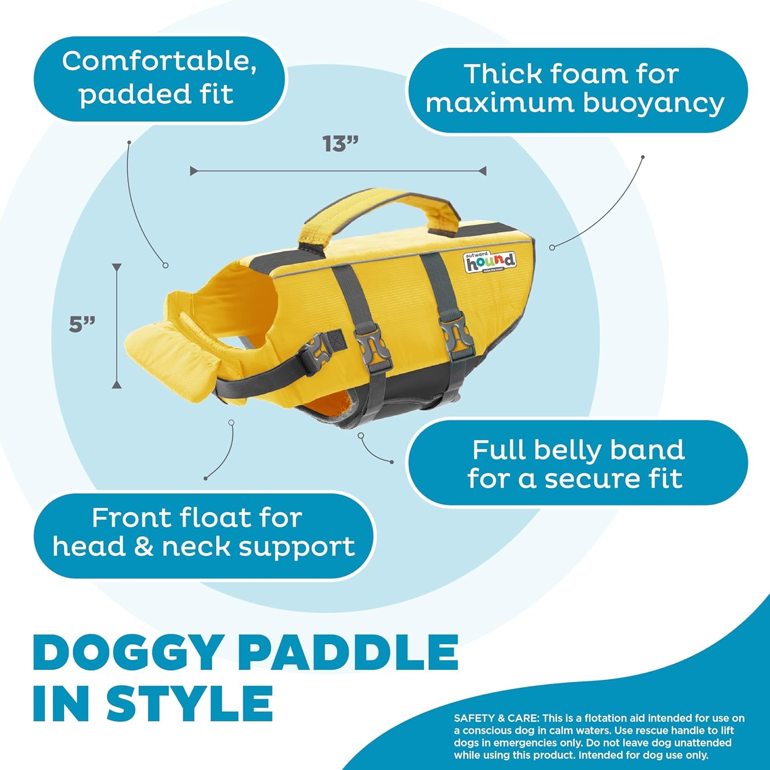 image:imageOutward Hound Dawson Swim Green Dog Life Jacket MediumYellow