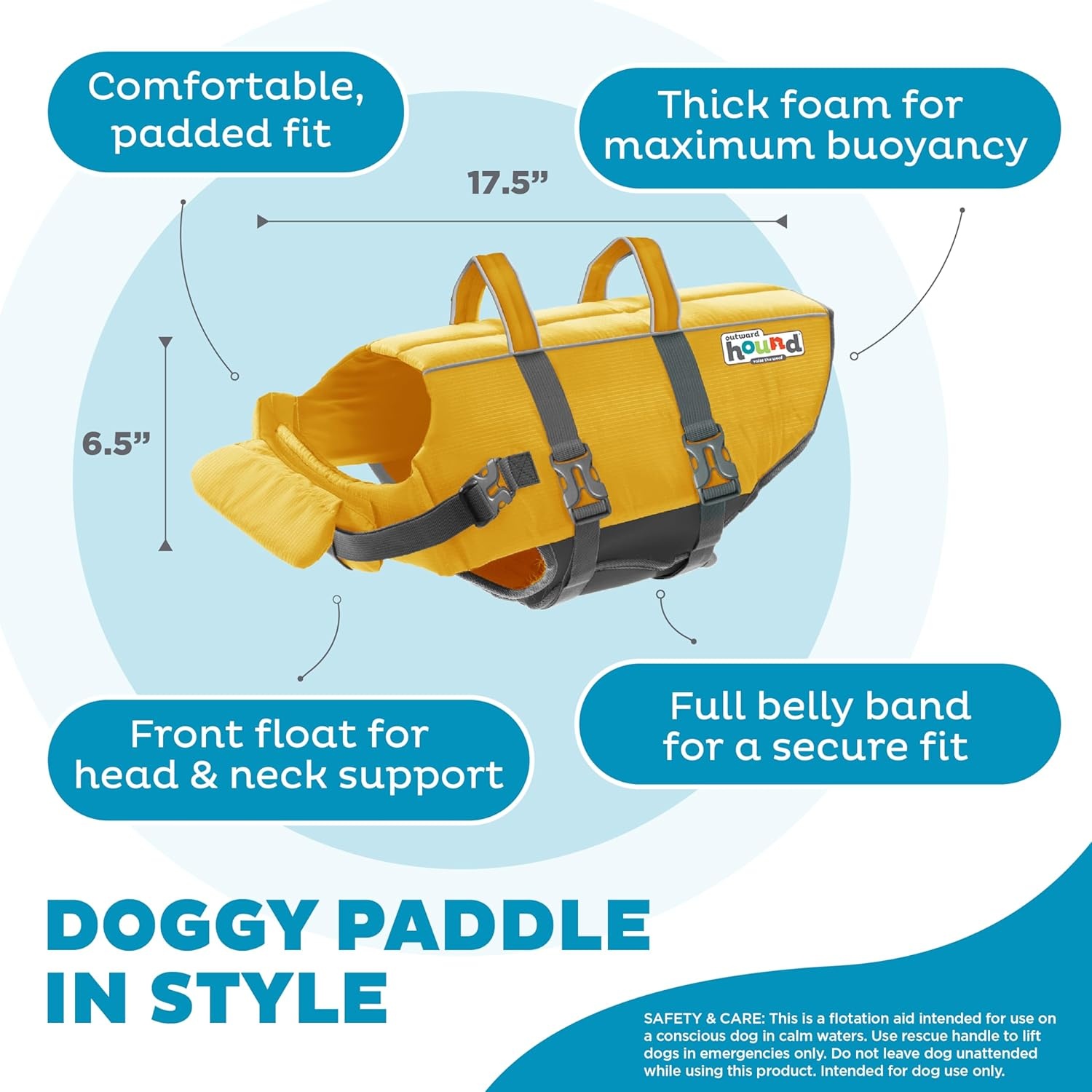 image:imageOutward Hound Dawson Swim Green Dog Life Jacket MediumYellow