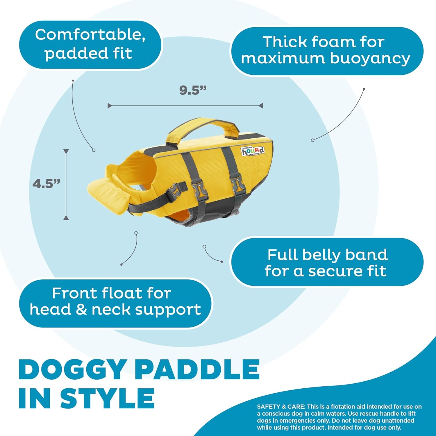 image:imageOutward Hound Dawson Swim Green Dog Life Jacket MediumYellow