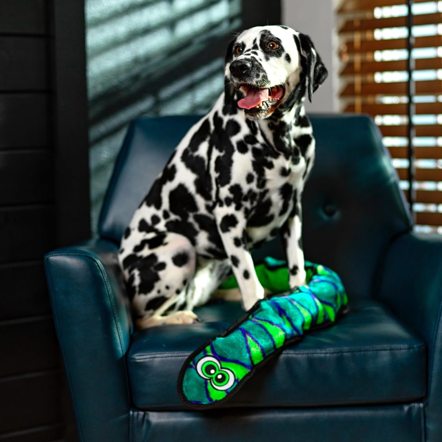 image:imageOutward Hound Durablez Gecko Squeaky Plush Dog Toy No Stuffing for Less Mess Interactive amp Tough 4 Jumbo Squeakers Puppies amp Dogs Large 175Blue Snake
