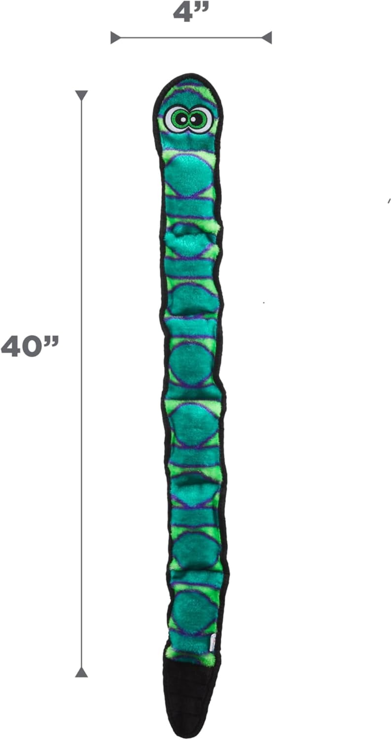 image:imageOutward Hound Durablez Gecko Squeaky Plush Dog Toy No Stuffing for Less Mess Interactive amp Tough 4 Jumbo Squeakers Puppies amp Dogs Large 175Blue Snake