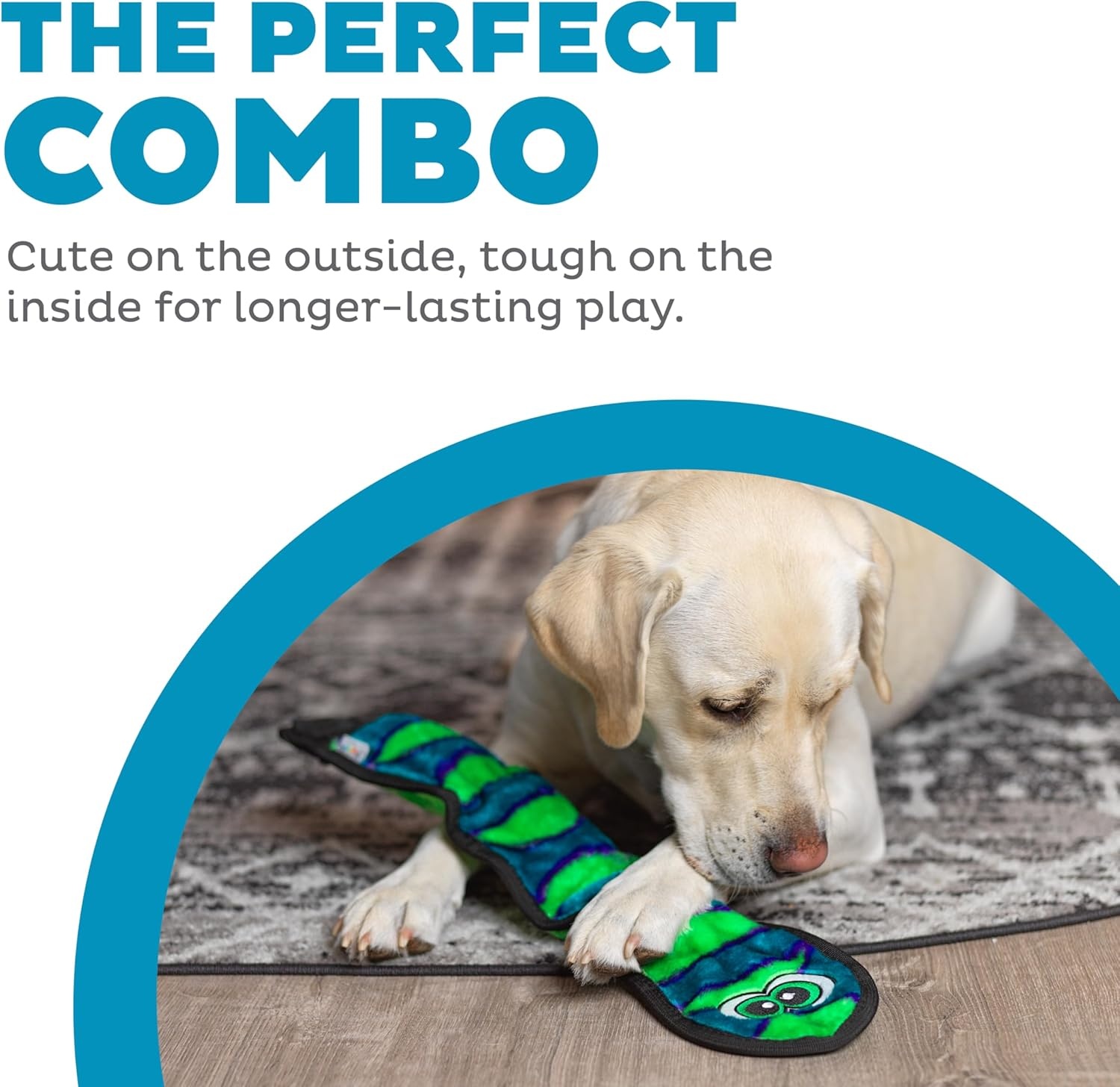 image:imageOutward Hound Durablez Gecko Squeaky Plush Dog Toy No Stuffing for Less Mess Interactive amp Tough 4 Jumbo Squeakers Puppies amp Dogs Large 175Blue Snake
