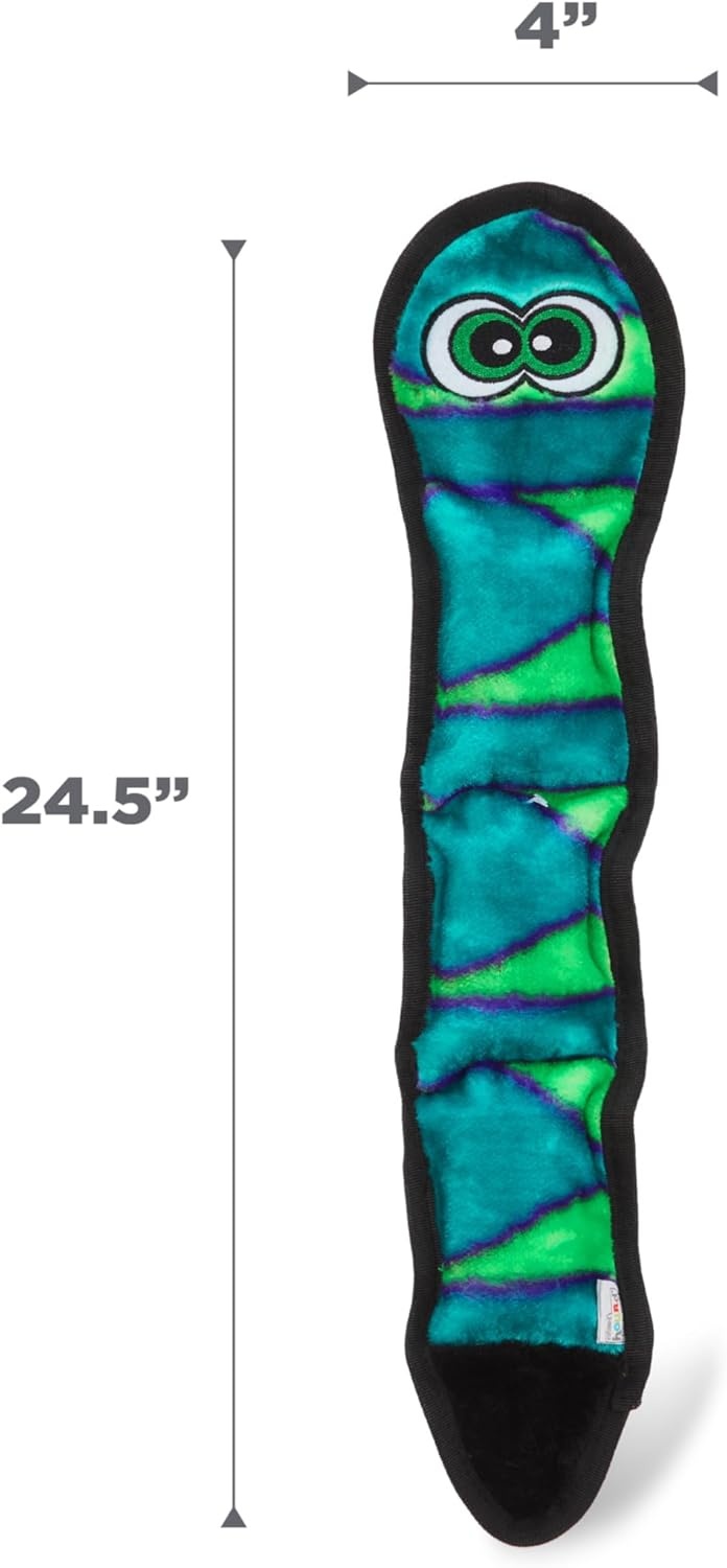 image:imageOutward Hound Durablez Gecko Squeaky Plush Dog Toy No Stuffing for Less Mess Interactive amp Tough 4 Jumbo Squeakers Puppies amp Dogs Large 175Blue Snake