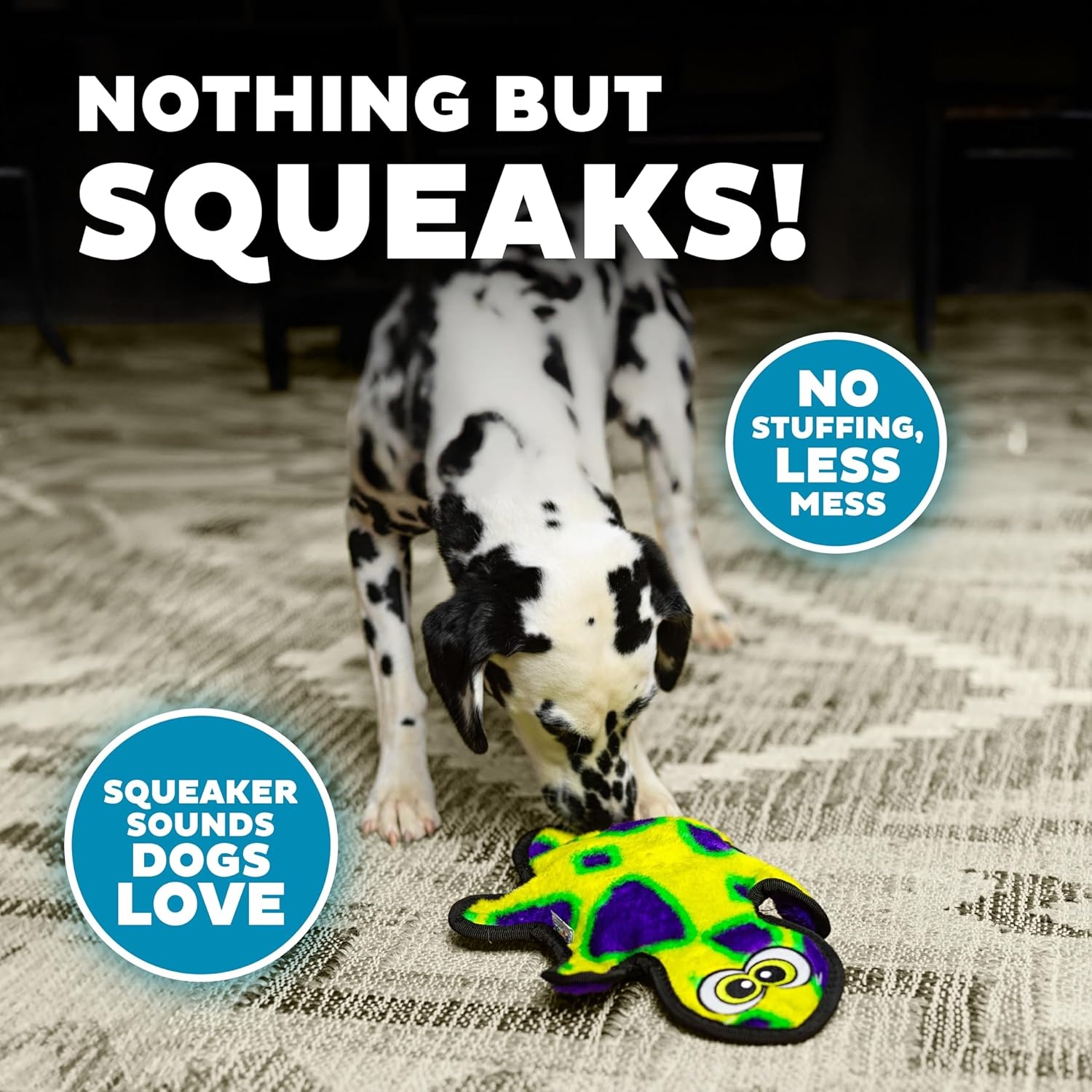 image:imageOutward Hound Durablez Gecko Squeaky Plush Dog Toy No Stuffing for Less Mess Interactive amp Tough 4 Jumbo Squeakers Puppies amp Dogs Large 175Green Gecko
