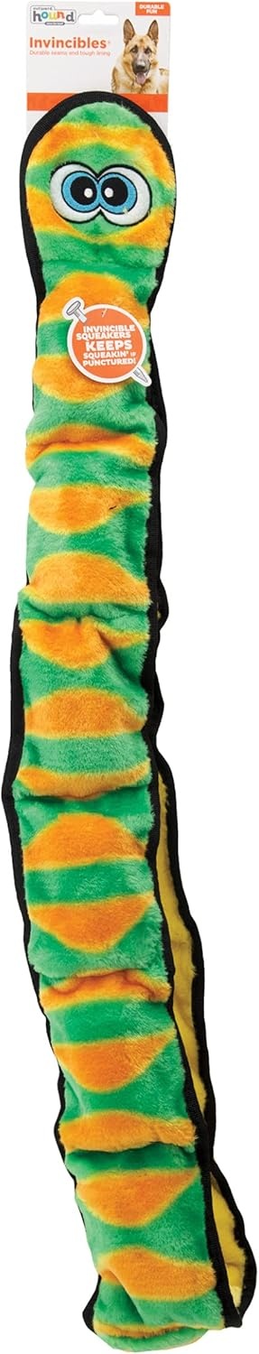 image:imageOutward Hound Durablez Gecko Squeaky Plush Dog Toy No Stuffing for Less Mess Interactive amp Tough 4 Jumbo Squeakers Puppies amp Dogs Large 175Green Snake