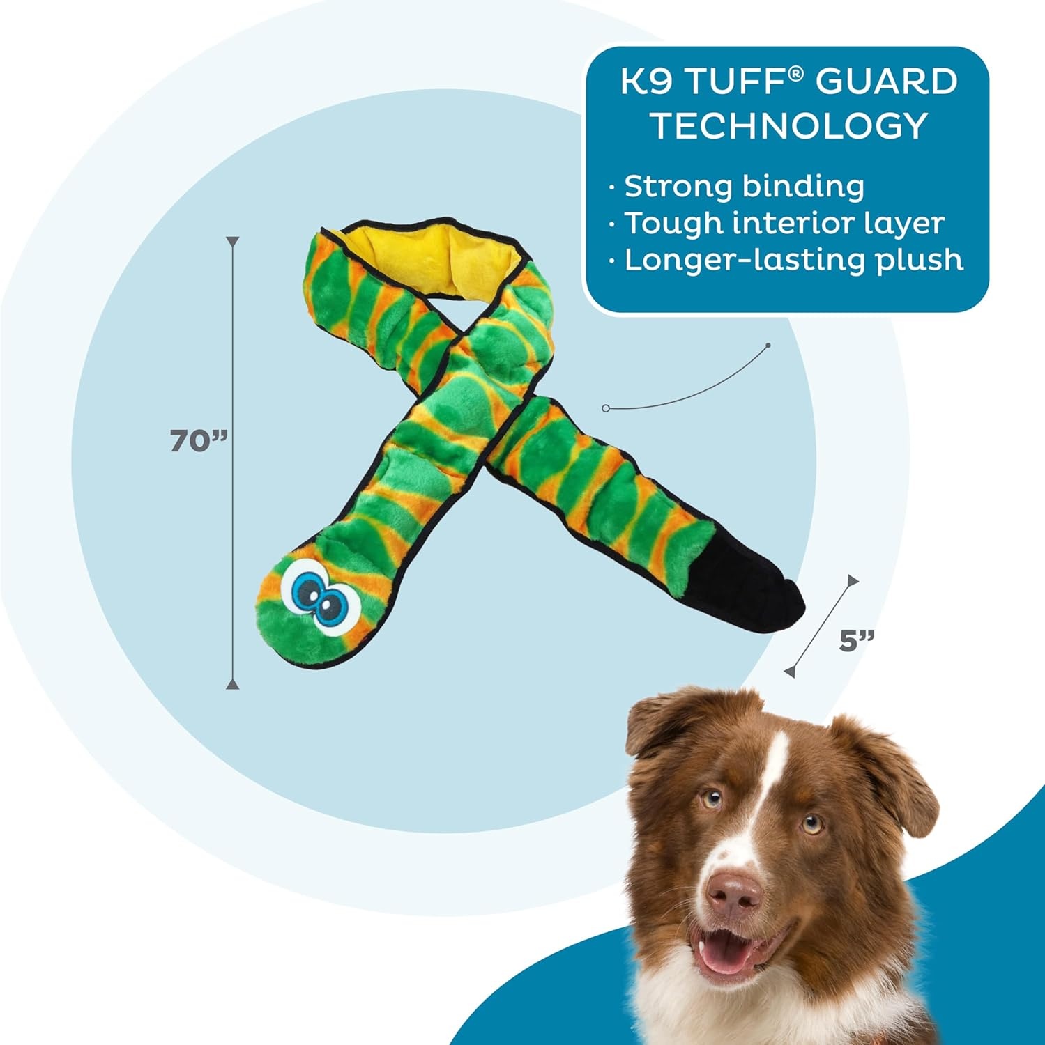 image:imageOutward Hound Durablez Gecko Squeaky Plush Dog Toy No Stuffing for Less Mess Interactive amp Tough 4 Jumbo Squeakers Puppies amp Dogs Large 175Green Snake