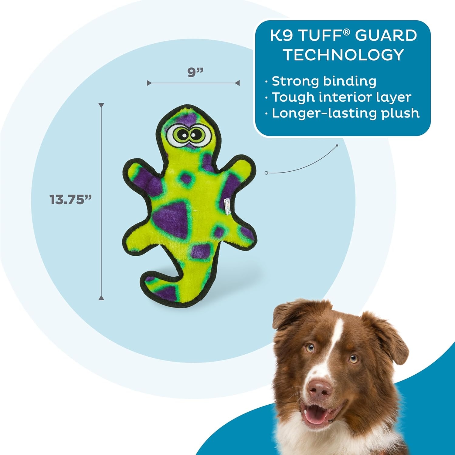 image:imageOutward Hound Durablez Gecko Squeaky Plush Dog Toy No Stuffing for Less Mess Interactive amp Tough 4 Jumbo Squeakers Puppies amp Dogs Large 175Green Gecko