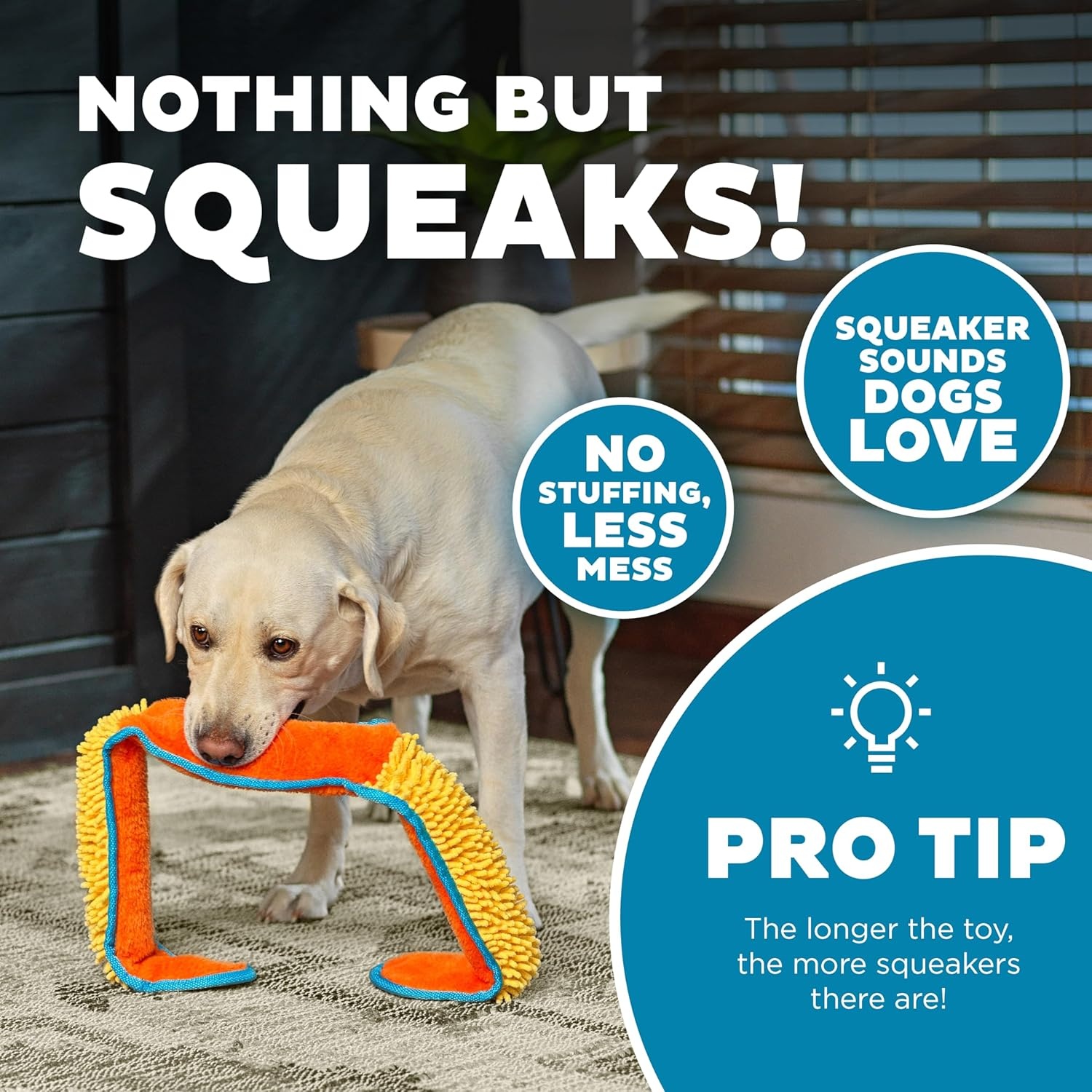 image:imageOutward Hound Durablez Gecko Squeaky Plush Dog Toy No Stuffing for Less Mess Interactive amp Tough 4 Jumbo Squeakers Puppies amp Dogs Large 175Nubby Snake