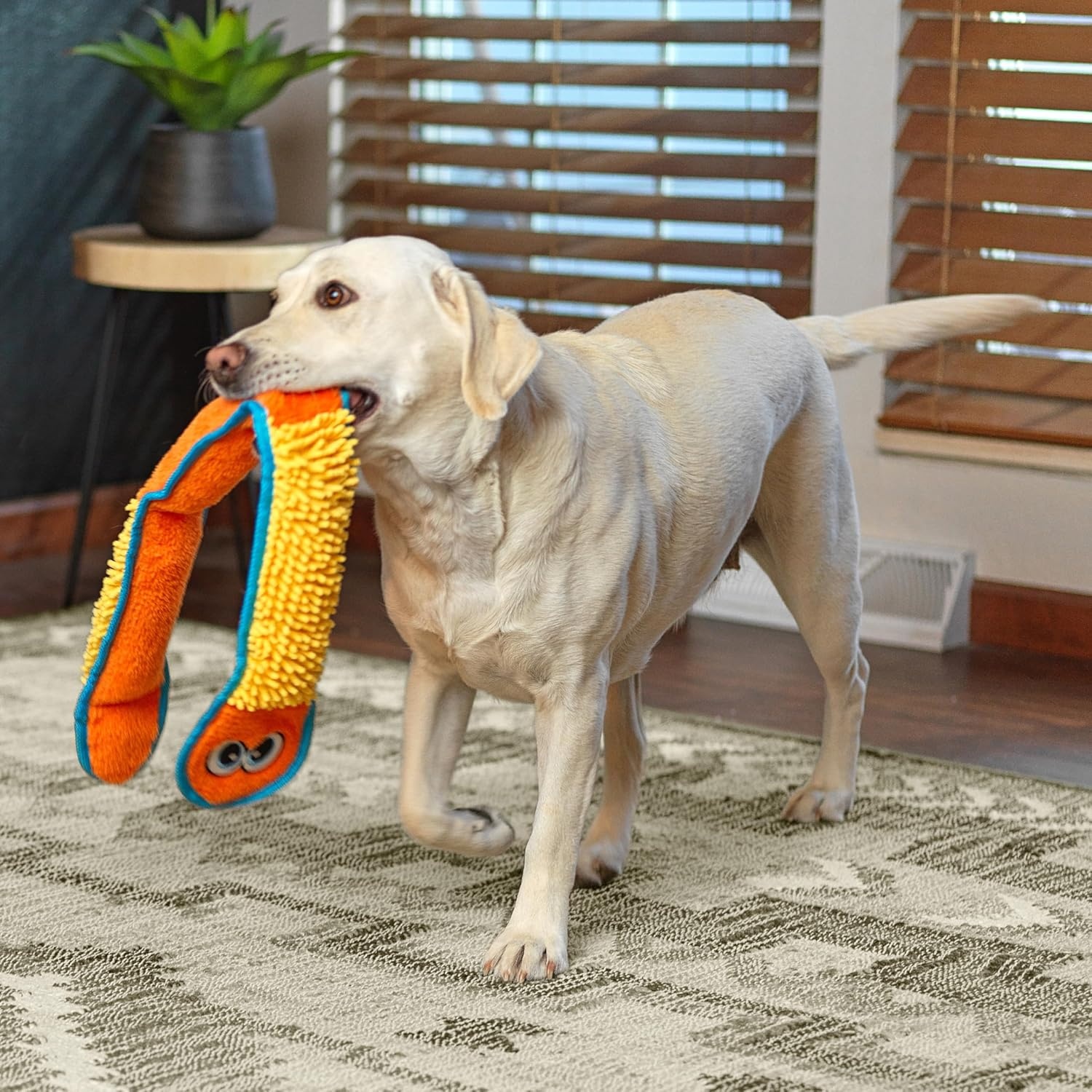 image:imageOutward Hound Durablez Gecko Squeaky Plush Dog Toy No Stuffing for Less Mess Interactive amp Tough 4 Jumbo Squeakers Puppies amp Dogs Large 175Nubby Snake