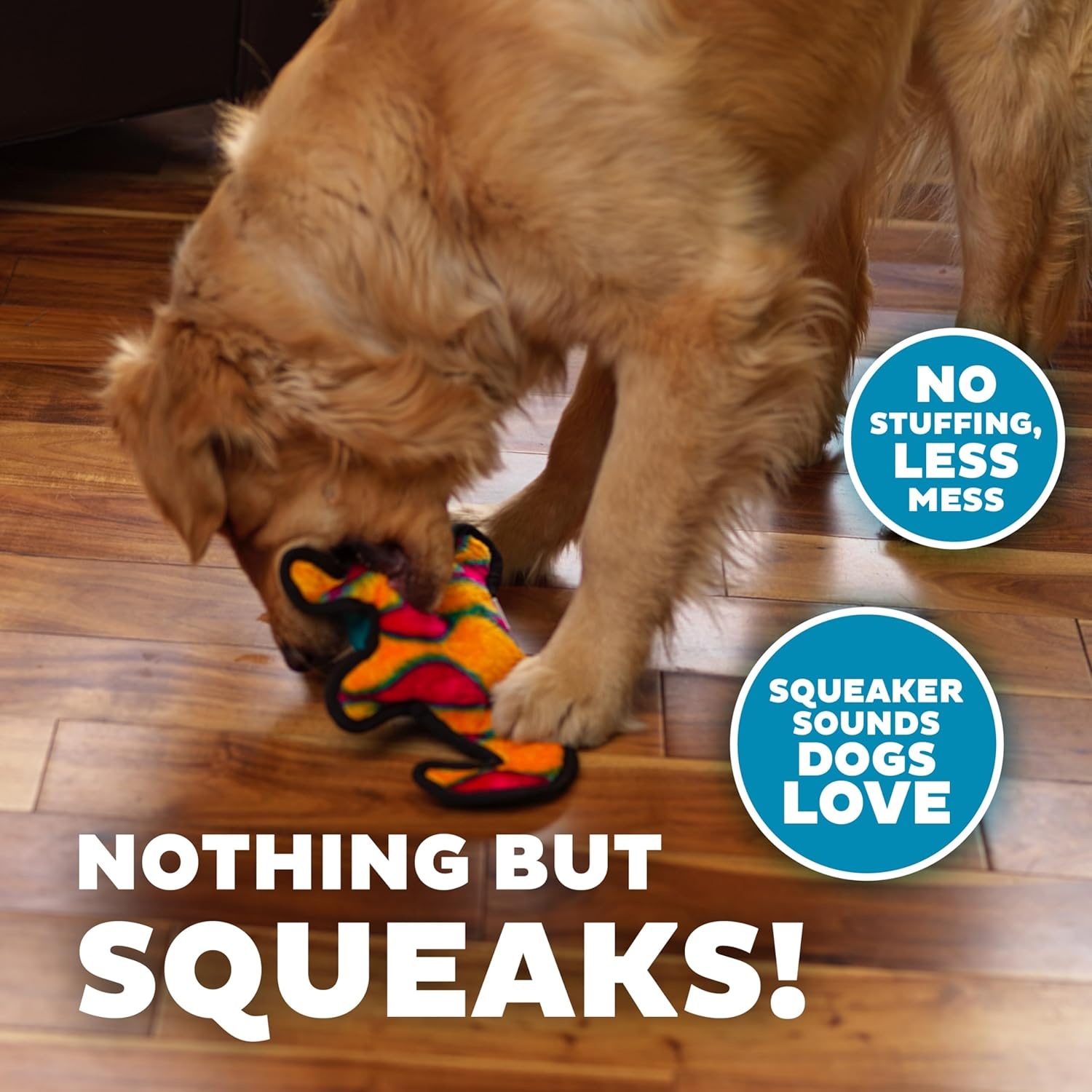image:imageOutward Hound Durablez Gecko Squeaky Plush Dog Toy No Stuffing for Less Mess Interactive amp Tough 4 Jumbo Squeakers Puppies amp Dogs Large 175Orange Gecko