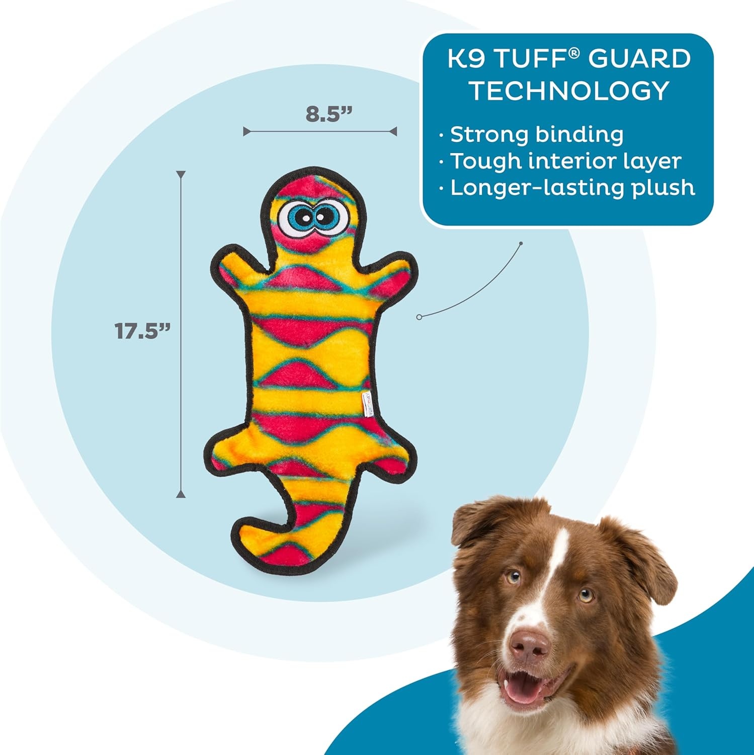 image:imageOutward Hound Durablez Gecko Squeaky Plush Dog Toy No Stuffing for Less Mess Interactive amp Tough 4 Jumbo Squeakers Puppies amp Dogs Large 175Orange Gecko