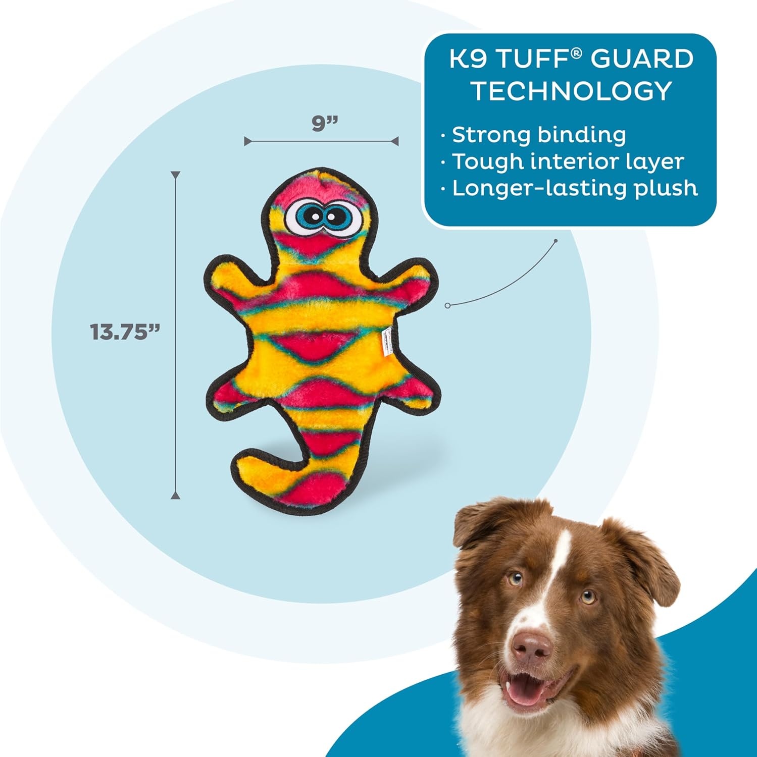 image:imageOutward Hound Durablez Gecko Squeaky Plush Dog Toy No Stuffing for Less Mess Interactive amp Tough 4 Jumbo Squeakers Puppies amp Dogs Large 175Orange Gecko