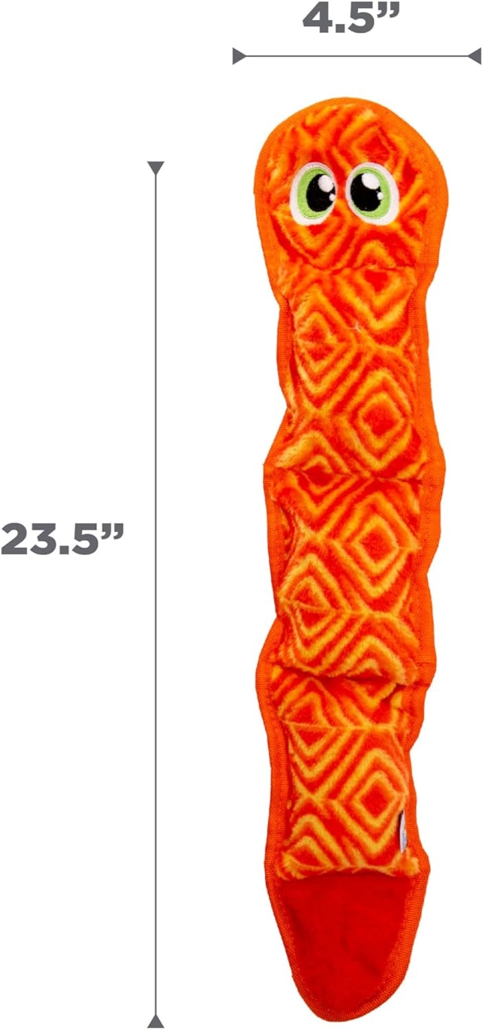 image:imageOutward Hound Durablez Gecko Squeaky Plush Dog Toy No Stuffing for Less Mess Interactive amp Tough 4 Jumbo Squeakers Puppies amp Dogs Large 175Pink Snake