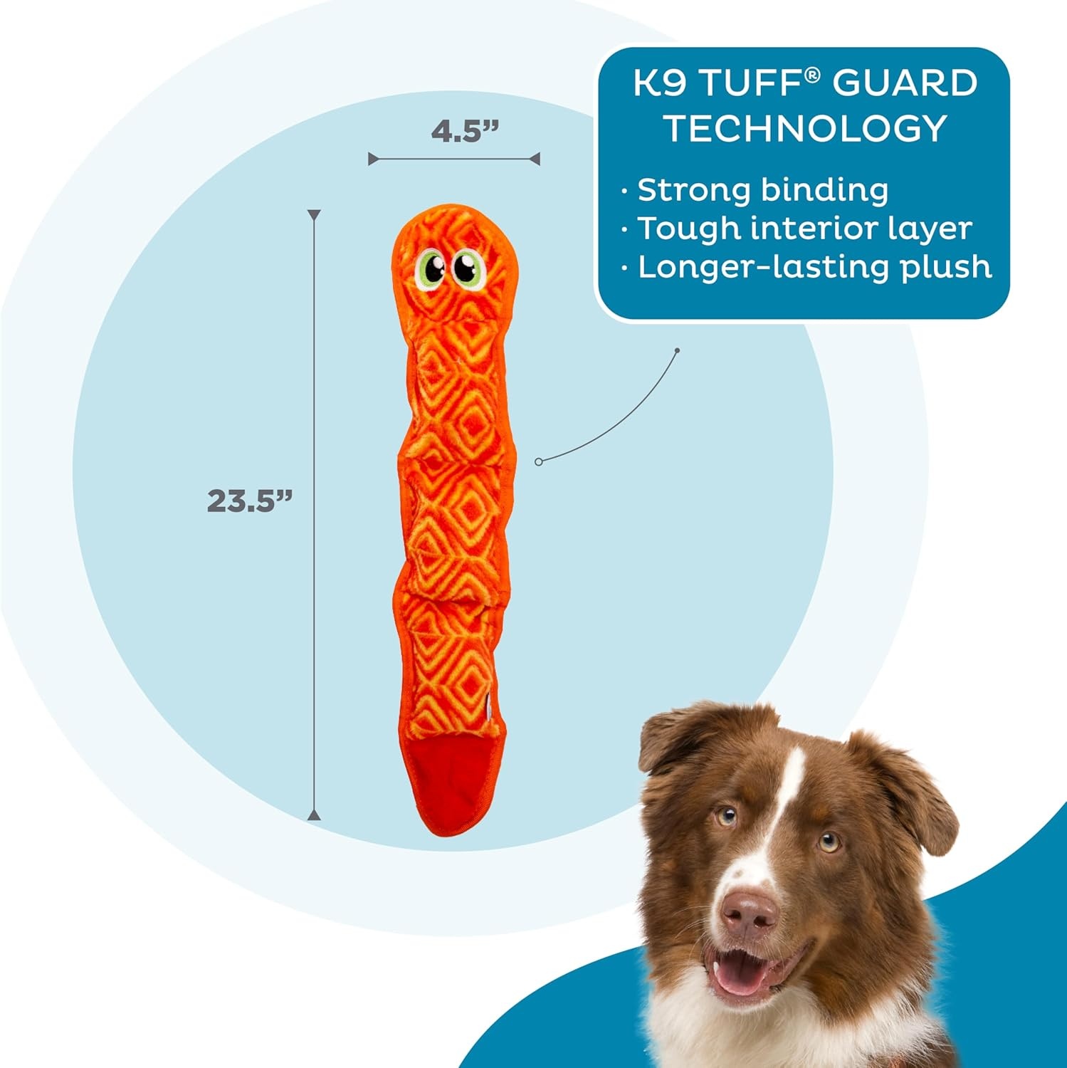 image:imageOutward Hound Durablez Gecko Squeaky Plush Dog Toy No Stuffing for Less Mess Interactive amp Tough 4 Jumbo Squeakers Puppies amp Dogs Large 175Pink Snake
