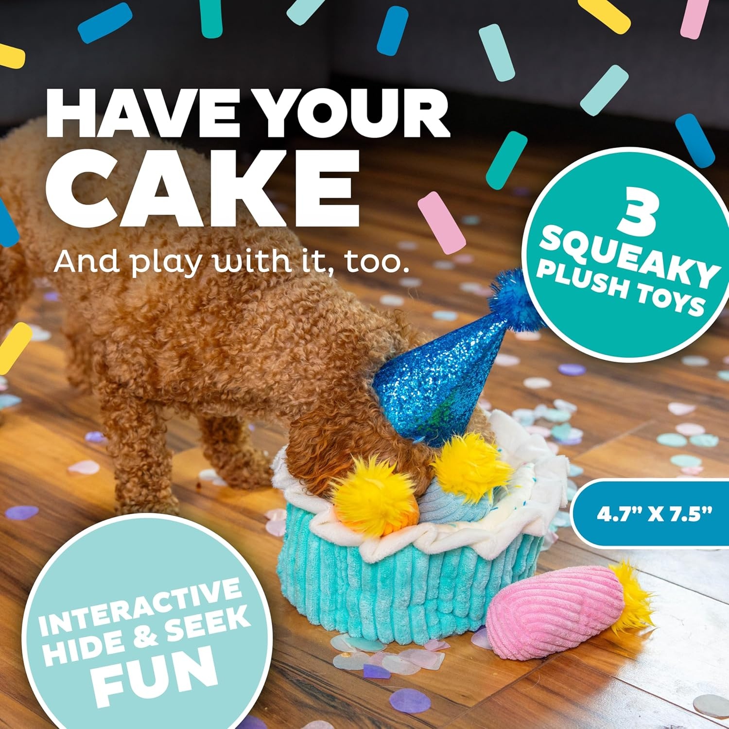 image:imageOutward Hound HideASquirrel Dog Toy Interactive 2in1 Plush Puzzle with 6 Squeaky Removable Squirrels XLargeBirthday