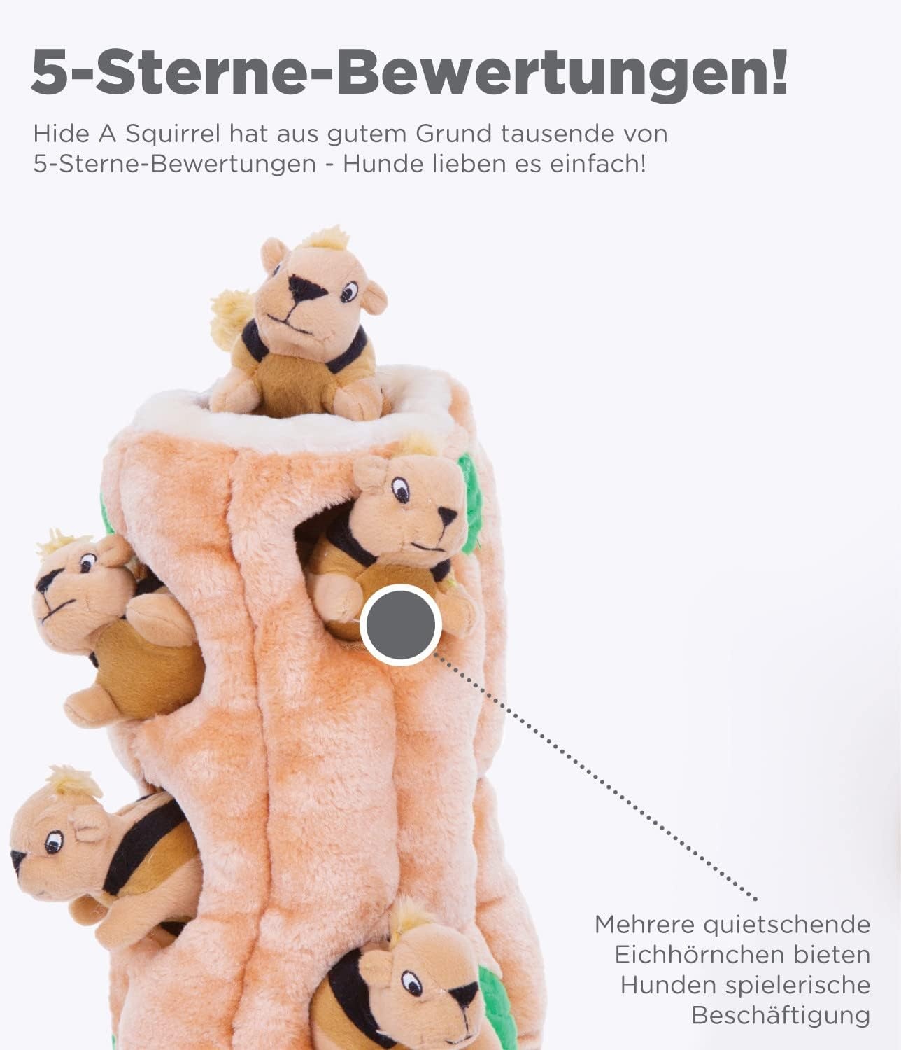 image:imageOutward Hound HideASquirrel Dog Toy Interactive 2in1 Plush Puzzle with 6 Squeaky Removable Squirrels XLargeSquirrel