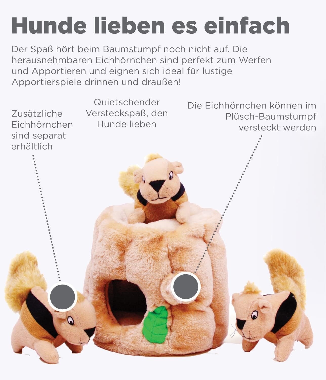 image:imageOutward Hound HideASquirrel Dog Toy Interactive 2in1 Plush Puzzle with 6 Squeaky Removable Squirrels XLargeSquirrel