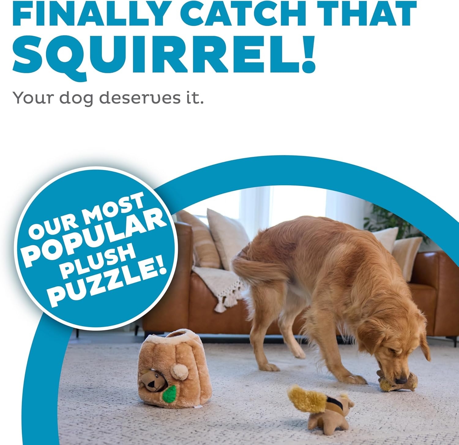 image:imageOutward Hound HideASquirrel Dog Toy Interactive 2in1 Plush Puzzle with 6 Squeaky Removable Squirrels XLargeSquirrel