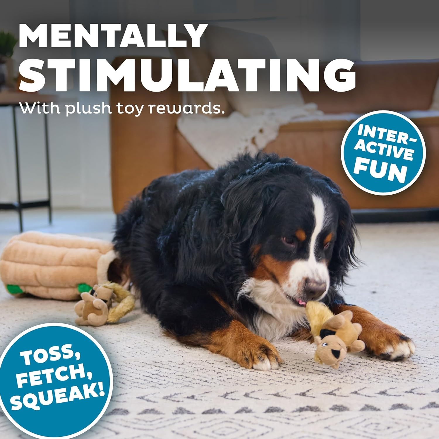 image:imageOutward Hound HideASquirrel Dog Toy Interactive 2in1 Plush Puzzle with 6 Squeaky Removable Squirrels XLargeSquirrel