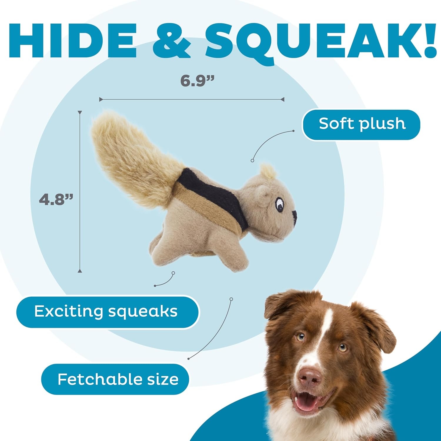 image:imageOutward Hound HideASquirrel Dog Toy Interactive 2in1 Plush Puzzle with 6 Squeaky Removable Squirrels XLargeSquirrel