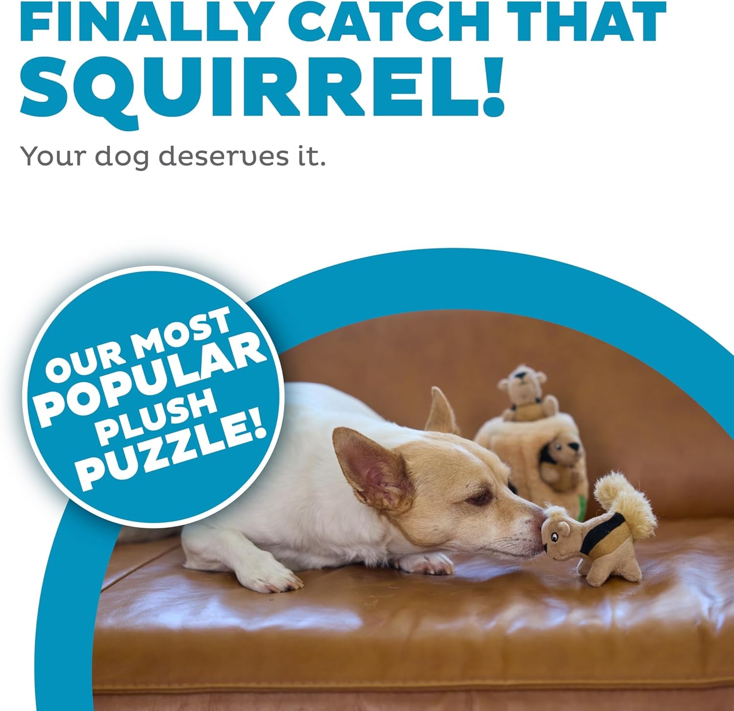 image:imageOutward Hound HideASquirrel Dog Toy Interactive 2in1 Plush Puzzle with 6 Squeaky Removable Squirrels XLargeSquirrel