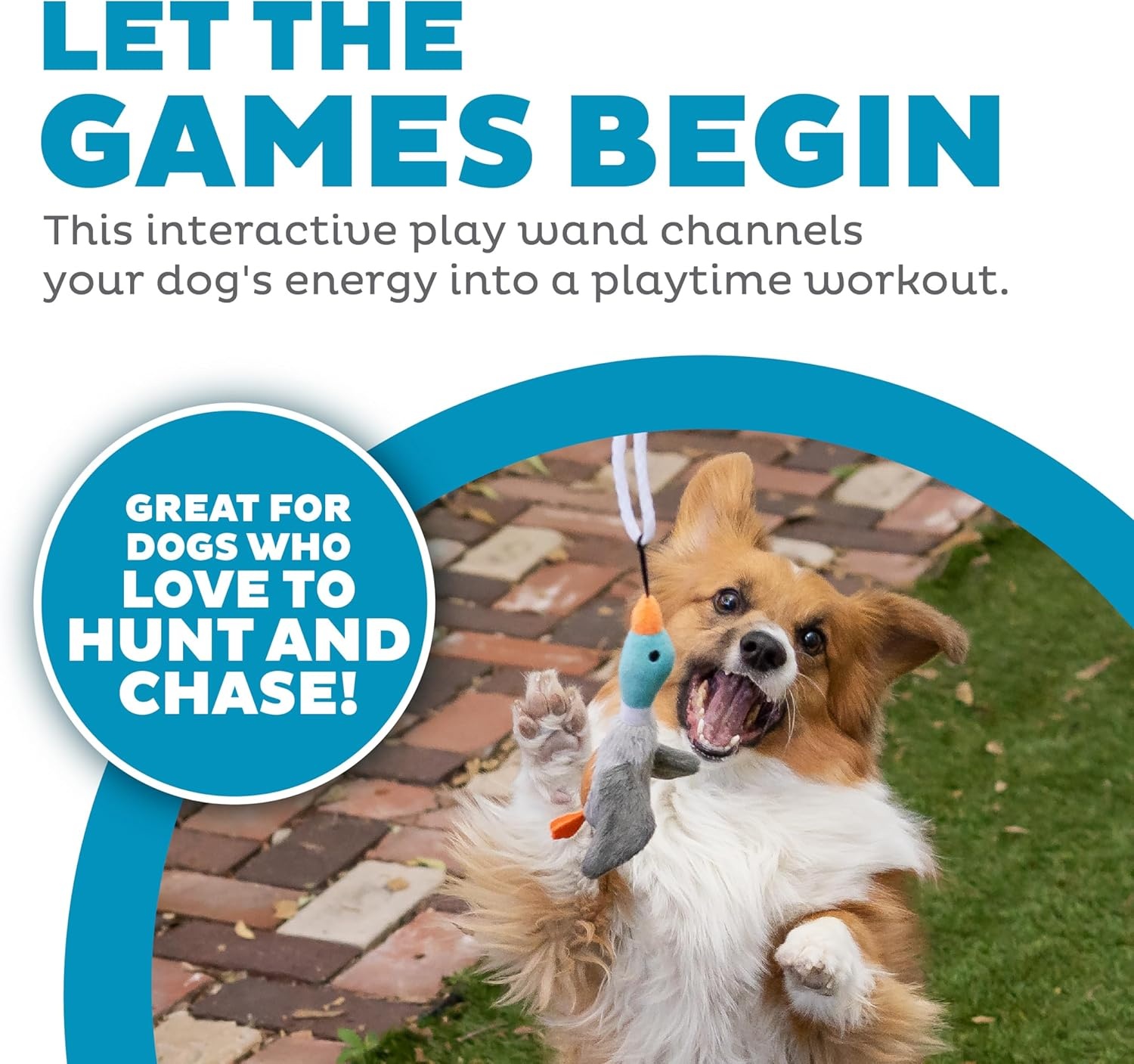image:imageOutward Hound Tail Teaser Interactive Dog Wand Toy with Squeaky Plush Teaser and Crinkle Sounds for Active Play MulticoloredDuck
