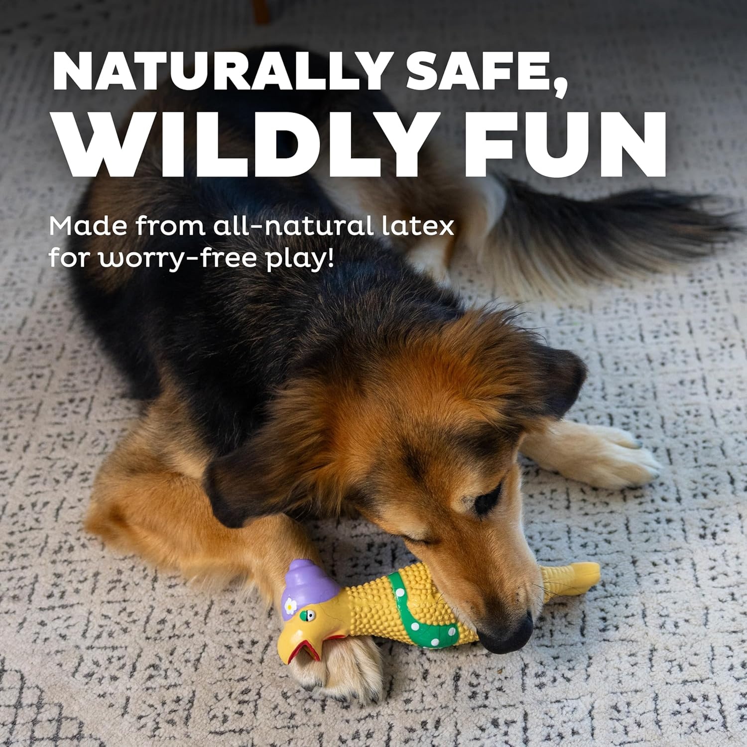 image:imageOutward Hound by Charming Pet Squawkers Earl Latex Squeaky Rubber Chicken Dog Toy Funny Interactive Holiday Toy for Dogs Large SizeGrandma Hippie Chick