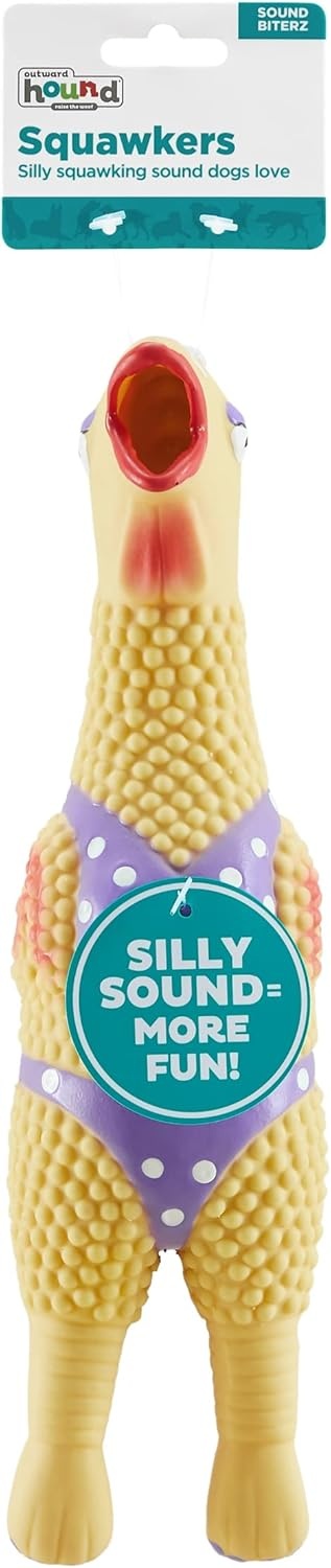 image:imageOutward Hound by Charming Pet Squawkers Earl Latex Squeaky Rubber Chicken Dog Toy Funny Interactive Holiday Toy for Dogs Large SizeHenrietta
