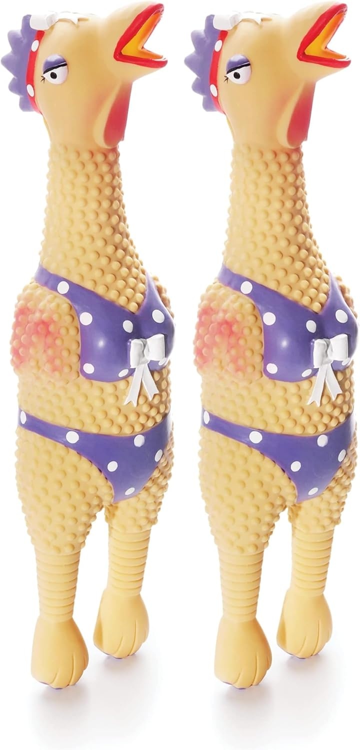 image:imageOutward Hound by Charming Pet Squawkers Earl Latex Squeaky Rubber Chicken Dog Toy Funny Interactive Holiday Toy for Dogs Large SizeHenrietta