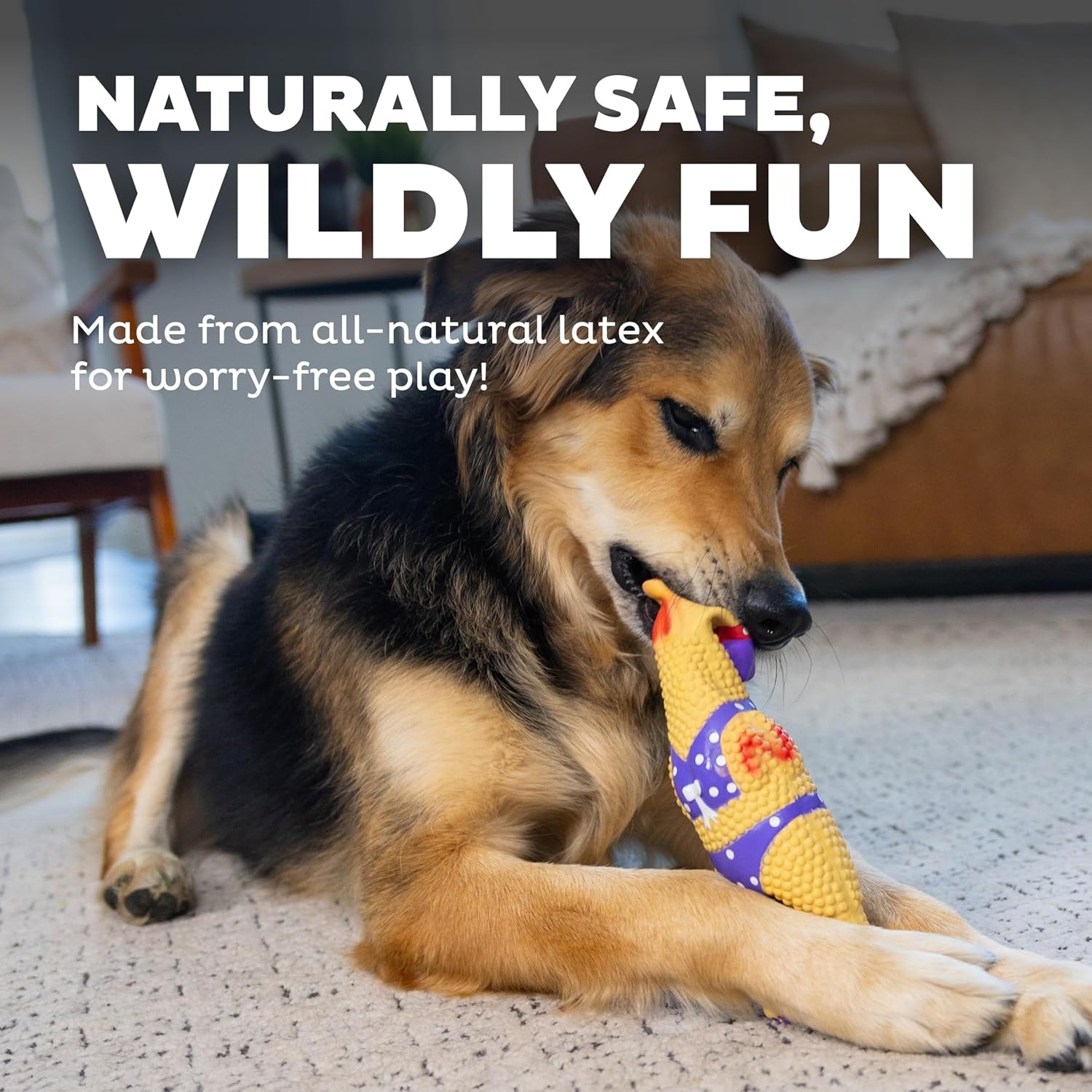 image:imageOutward Hound by Charming Pet Squawkers Earl Latex Squeaky Rubber Chicken Dog Toy Funny Interactive Holiday Toy for Dogs Large SizeHenrietta