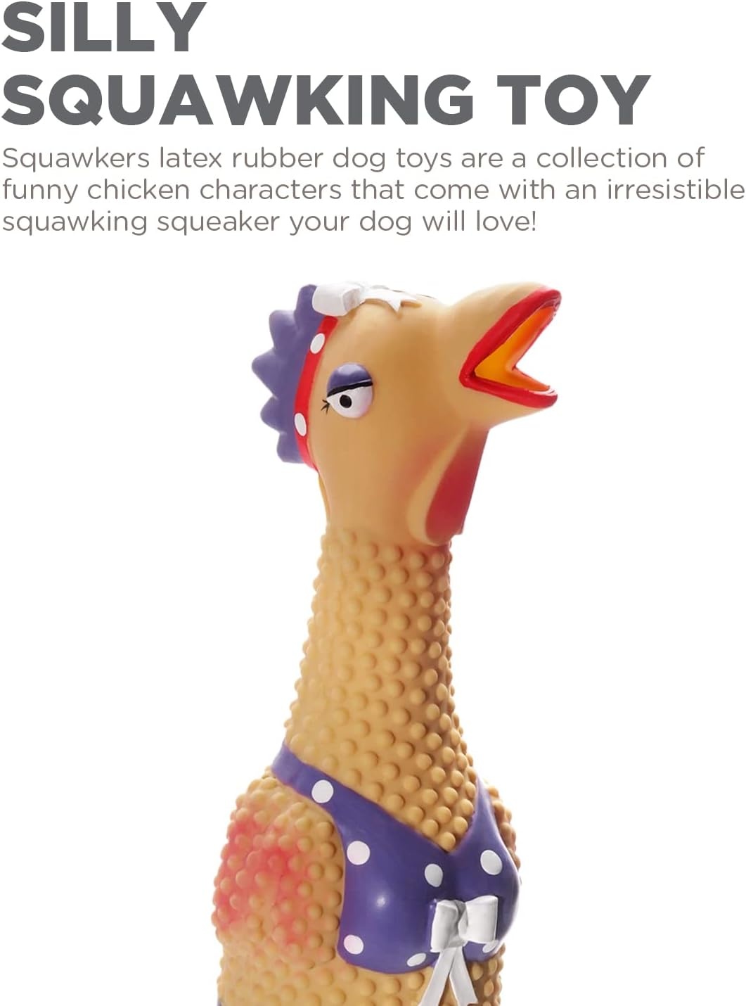image:imageOutward Hound by Charming Pet Squawkers Earl Latex Squeaky Rubber Chicken Dog Toy Funny Interactive Holiday Toy for Dogs Large SizeHenrietta