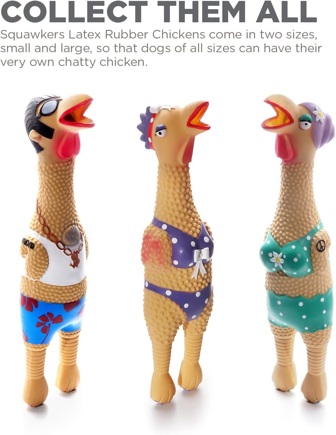 image:imageOutward Hound by Charming Pet Squawkers Earl Latex Squeaky Rubber Chicken Dog Toy Funny Interactive Holiday Toy for Dogs Large SizeHenrietta