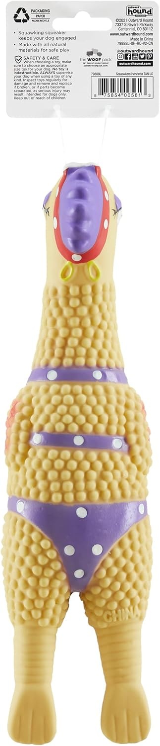 image:imageOutward Hound by Charming Pet Squawkers Earl Latex Squeaky Rubber Chicken Dog Toy Funny Interactive Holiday Toy for Dogs Large SizeHenrietta
