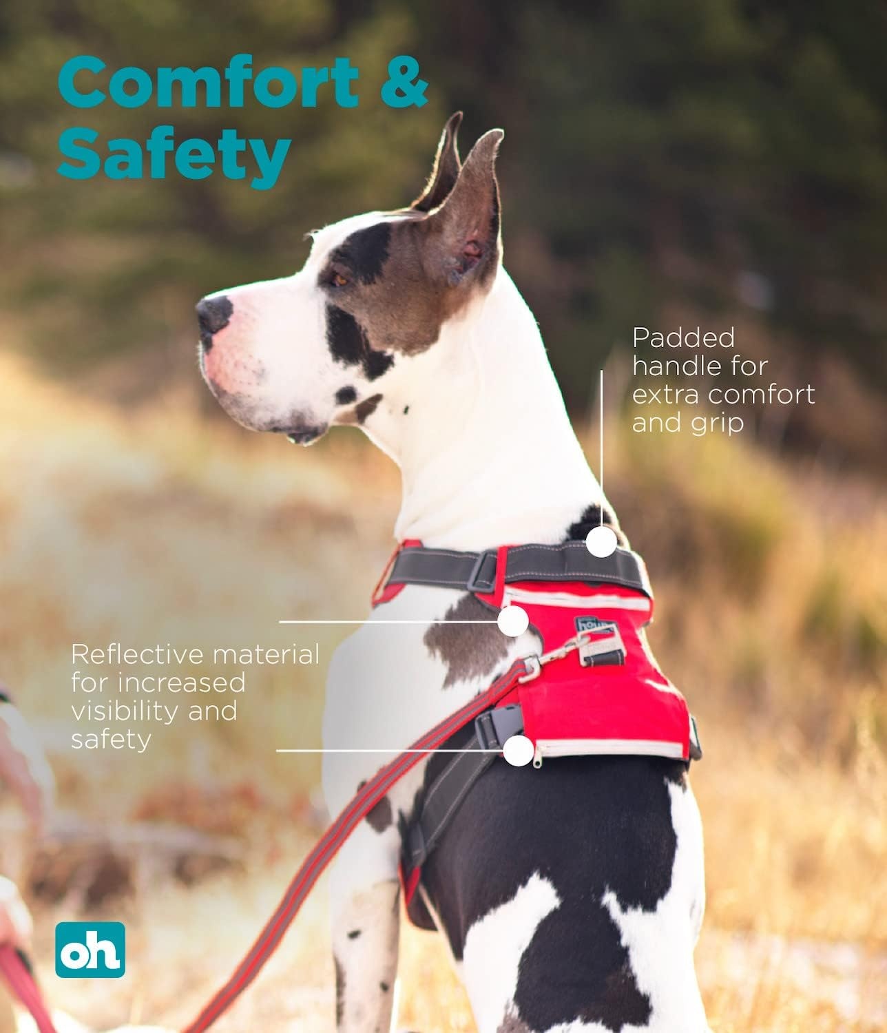 image:imageOutward Hound Boulder Grip Reflective Dog Leash Black 5 ftRed