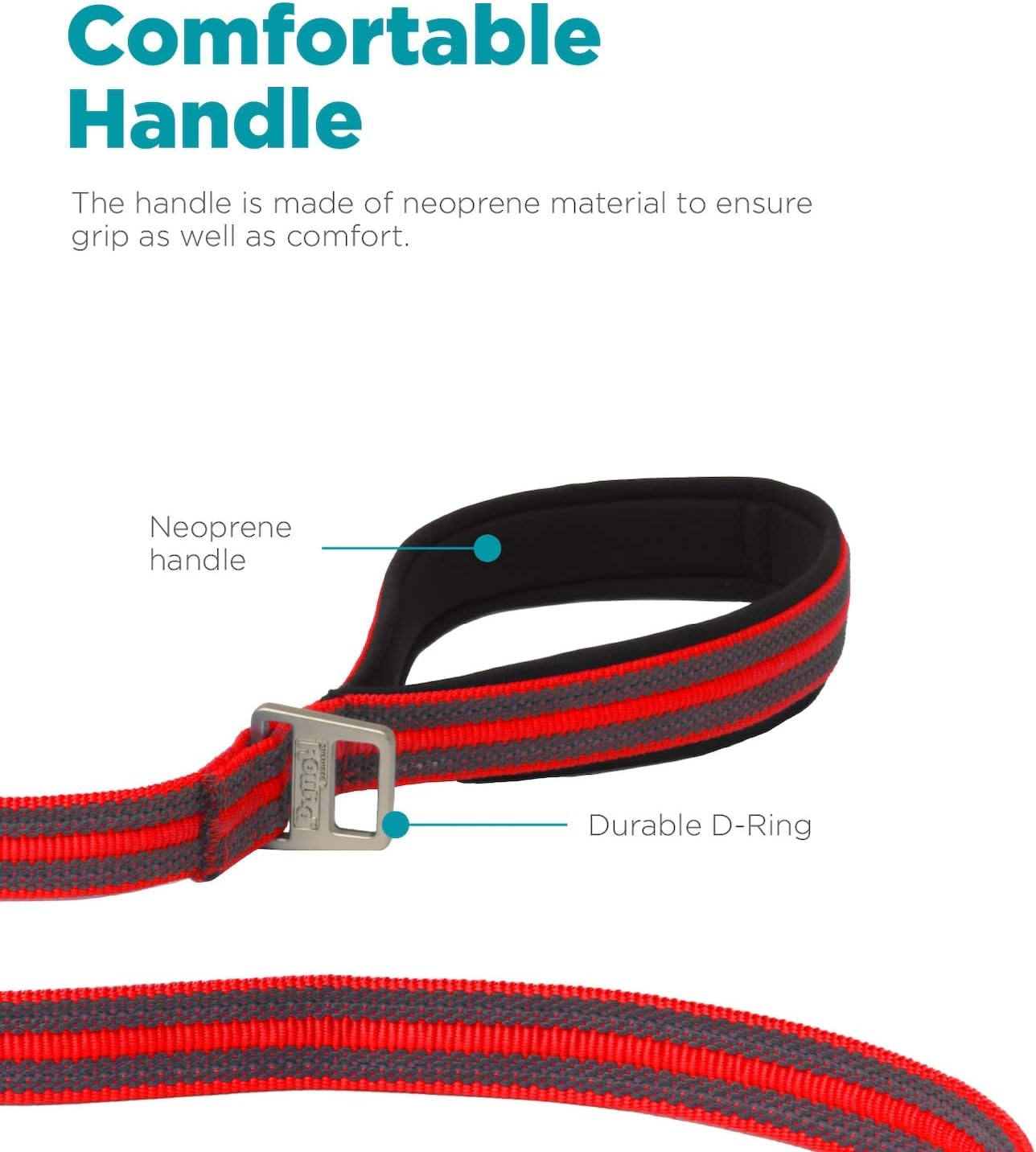 image:imageOutward Hound Boulder Grip Reflective Dog Leash Black 5 ftRed